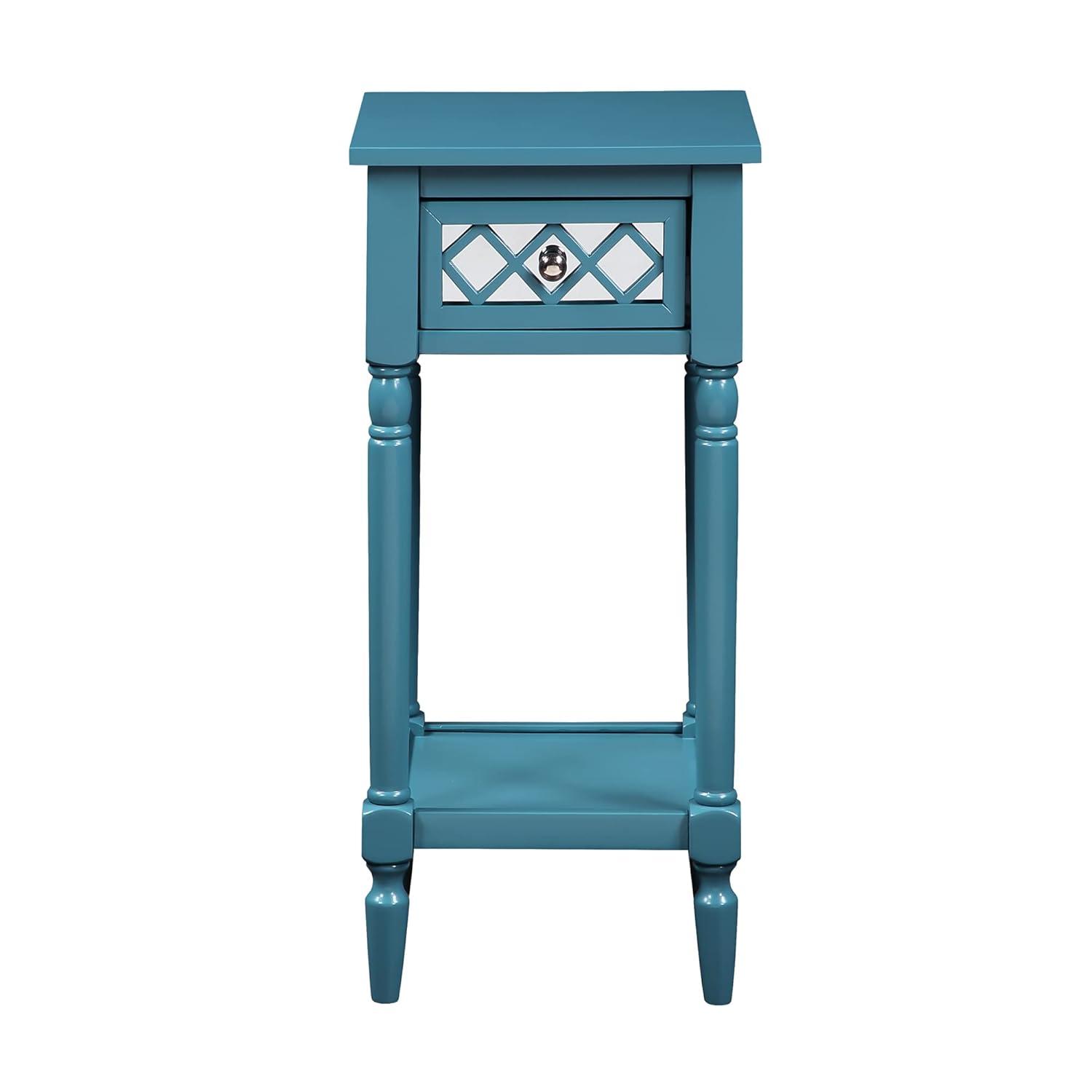 Convenience Concepts French Country Khloe Deluxe 1 Drawer Accent Table with Shelf, Blue