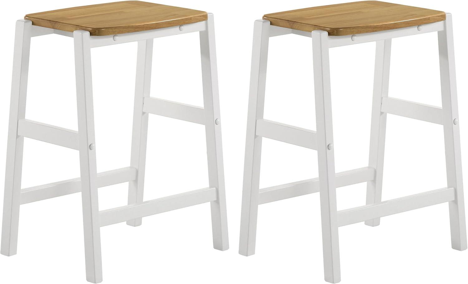 Coaster Set of 2 Hollis Farmhouse Wood Backless Counter Height Barstools Brown/White