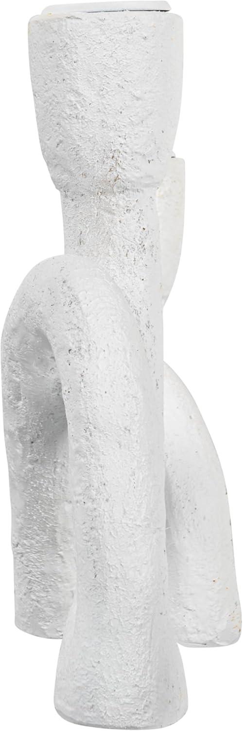 Bloomingville Modern Sculptural Double Taper Candle Holder, White