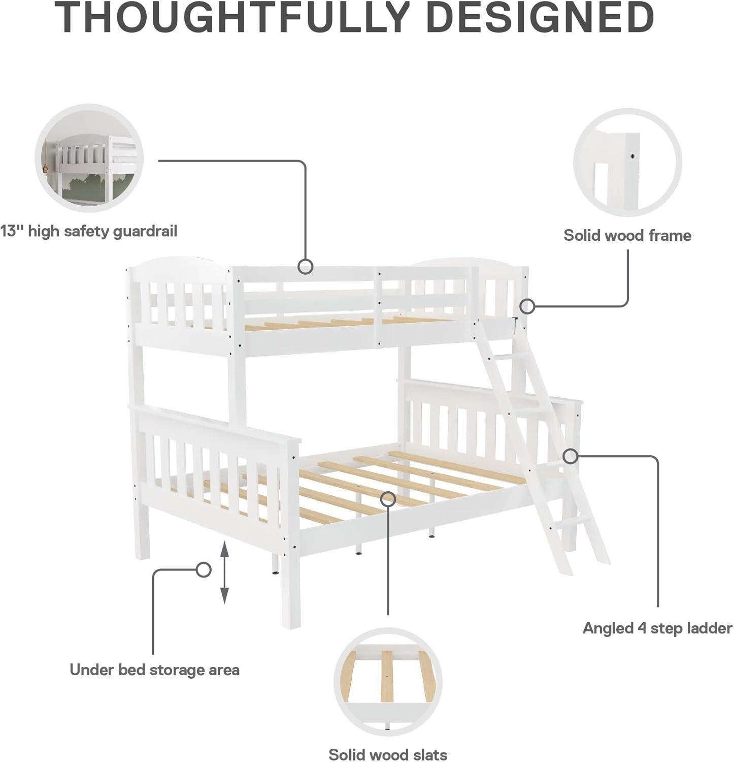 Espresso Twin Over Full Wood Bunk Bed with Drawers and Slats