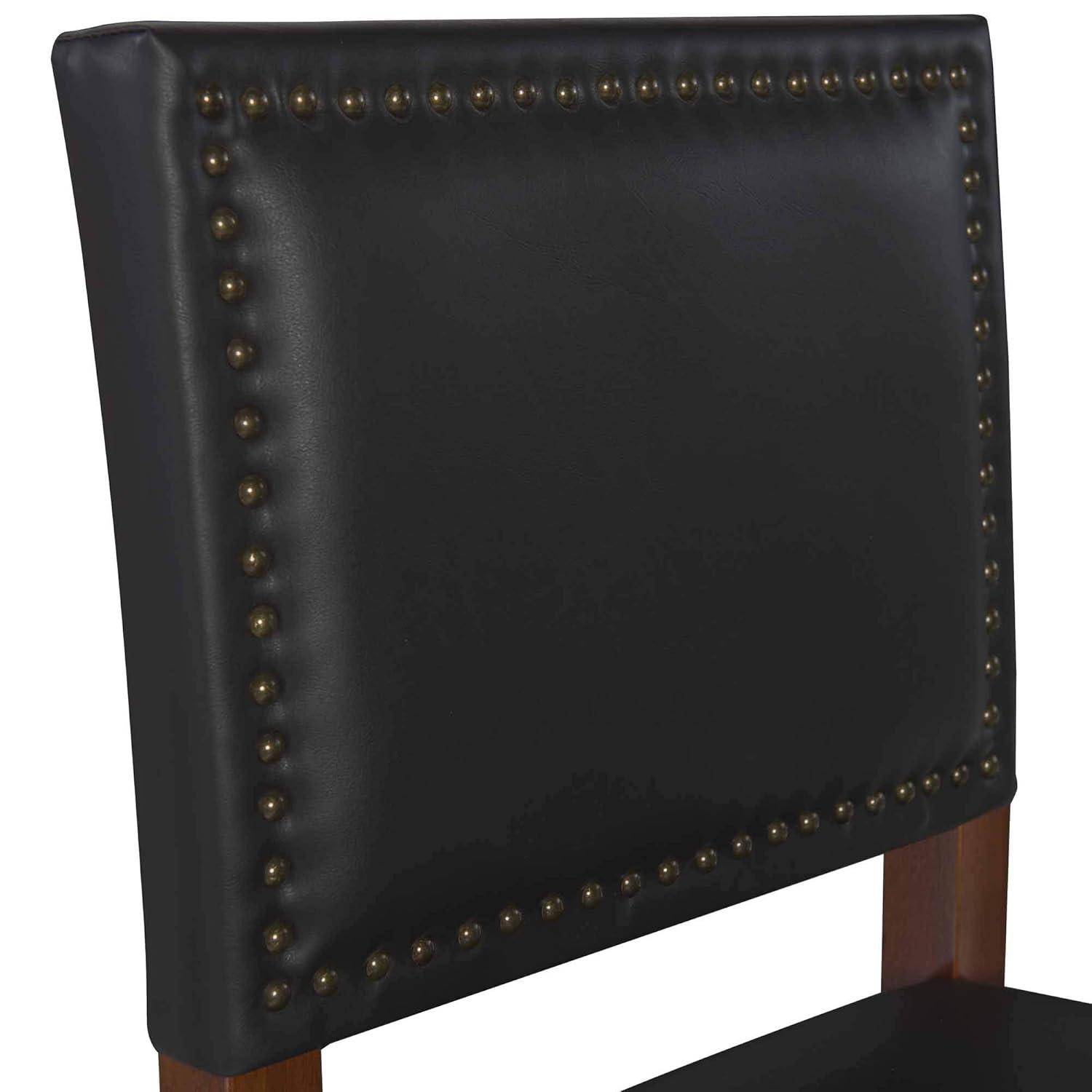 29" Brook Padded Back and Seat Faux Leather Barstool Hardwood/Black - Linon