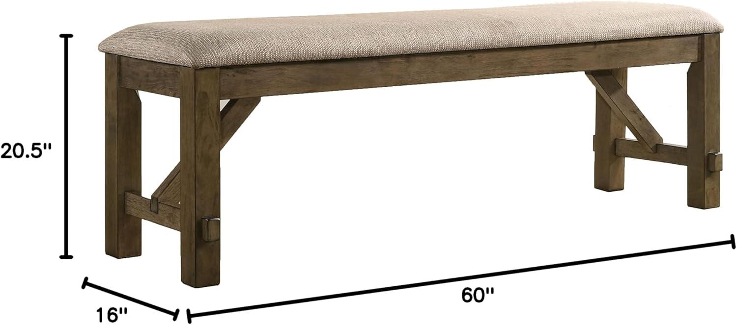 Gigi 60" Solid Wood and Upholstered Farmhouse Dining Bench