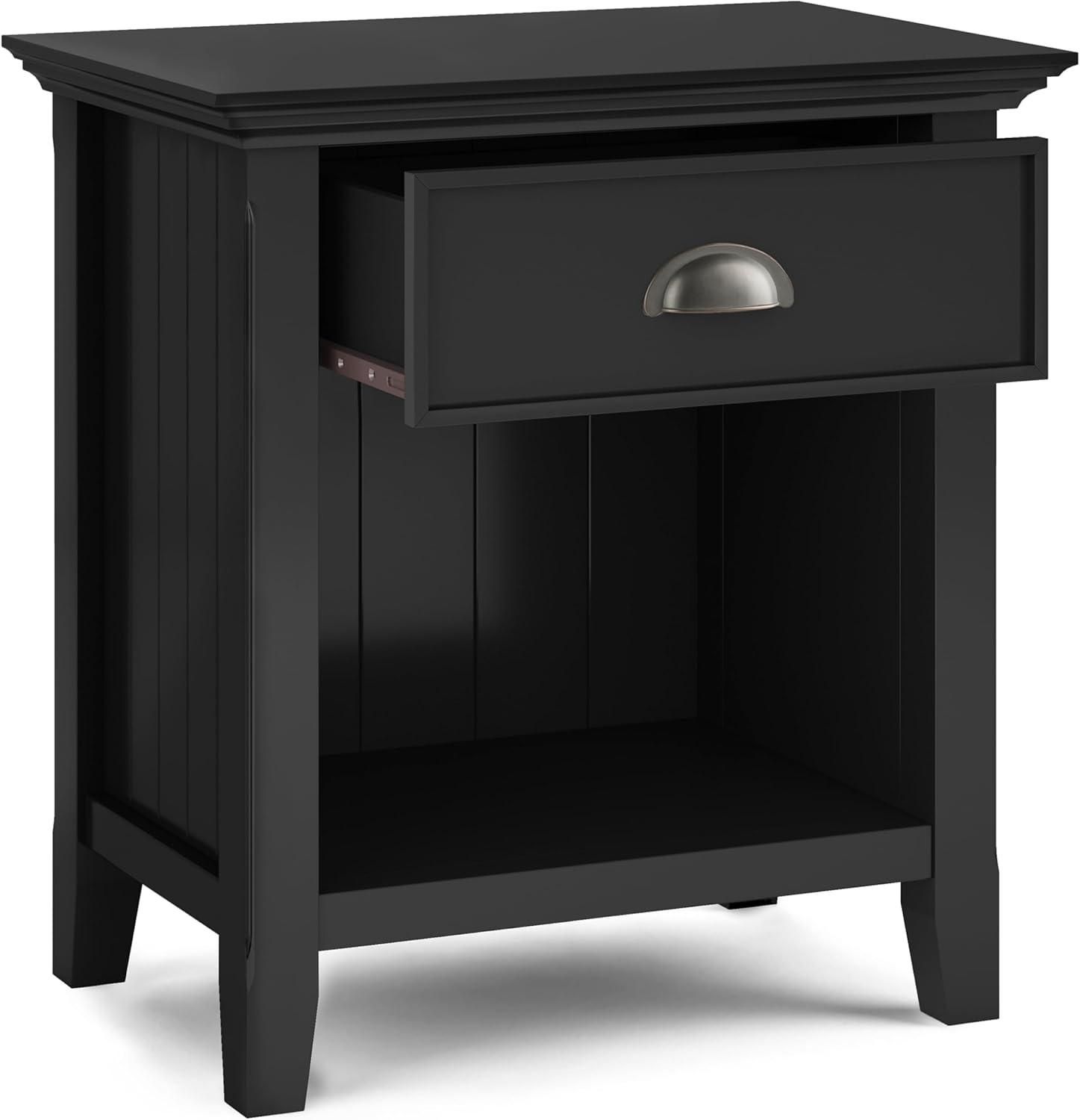 Simpli Home Acadian Solid Wood Bedside Table In Black