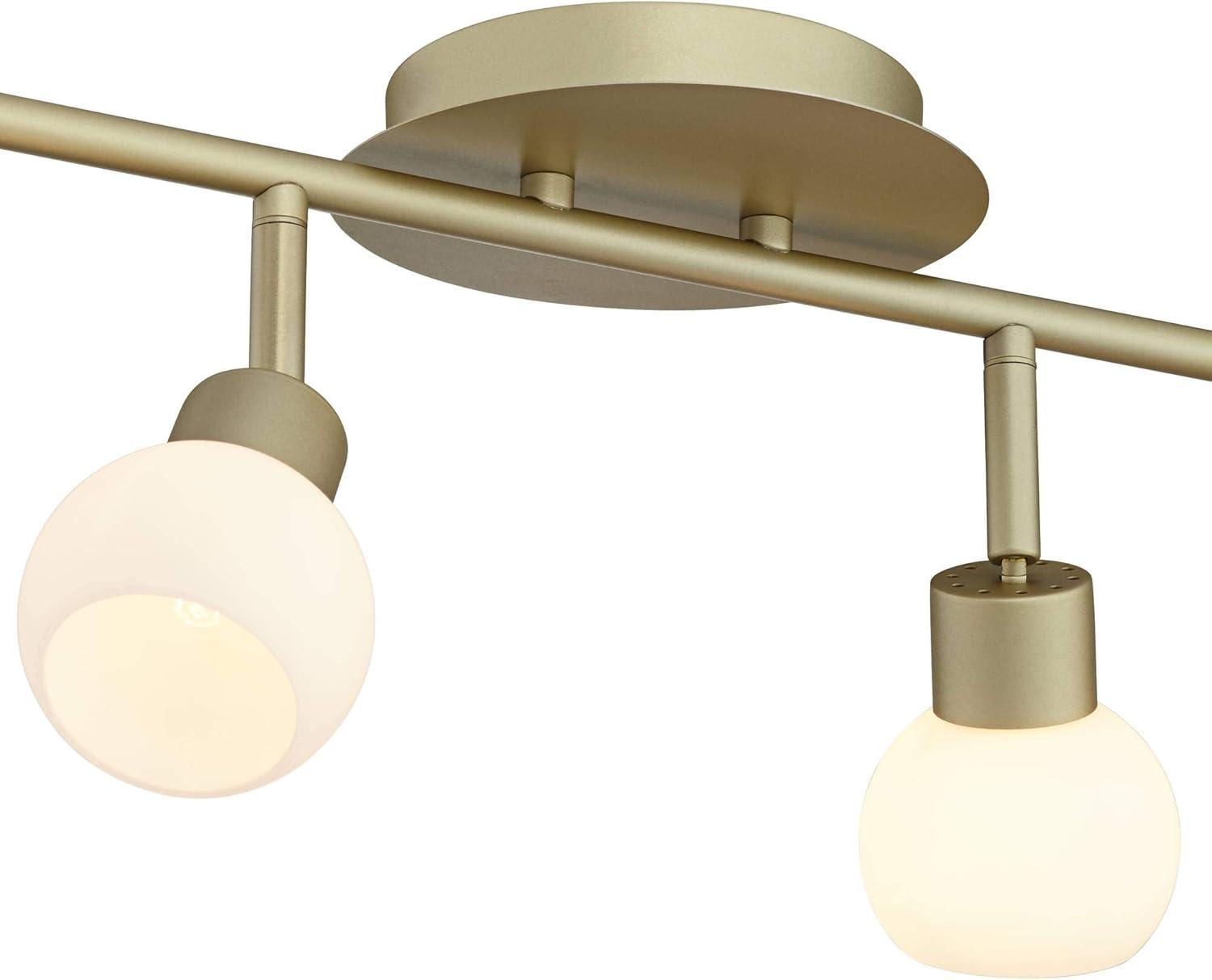 Pro Track Globe 4-Head LED Ceiling Track Light Fixture Kit Plug In Corded Adjustable Gold Brass Finish Modern Kitchen Bathroom Dining 31 3/4" Wide