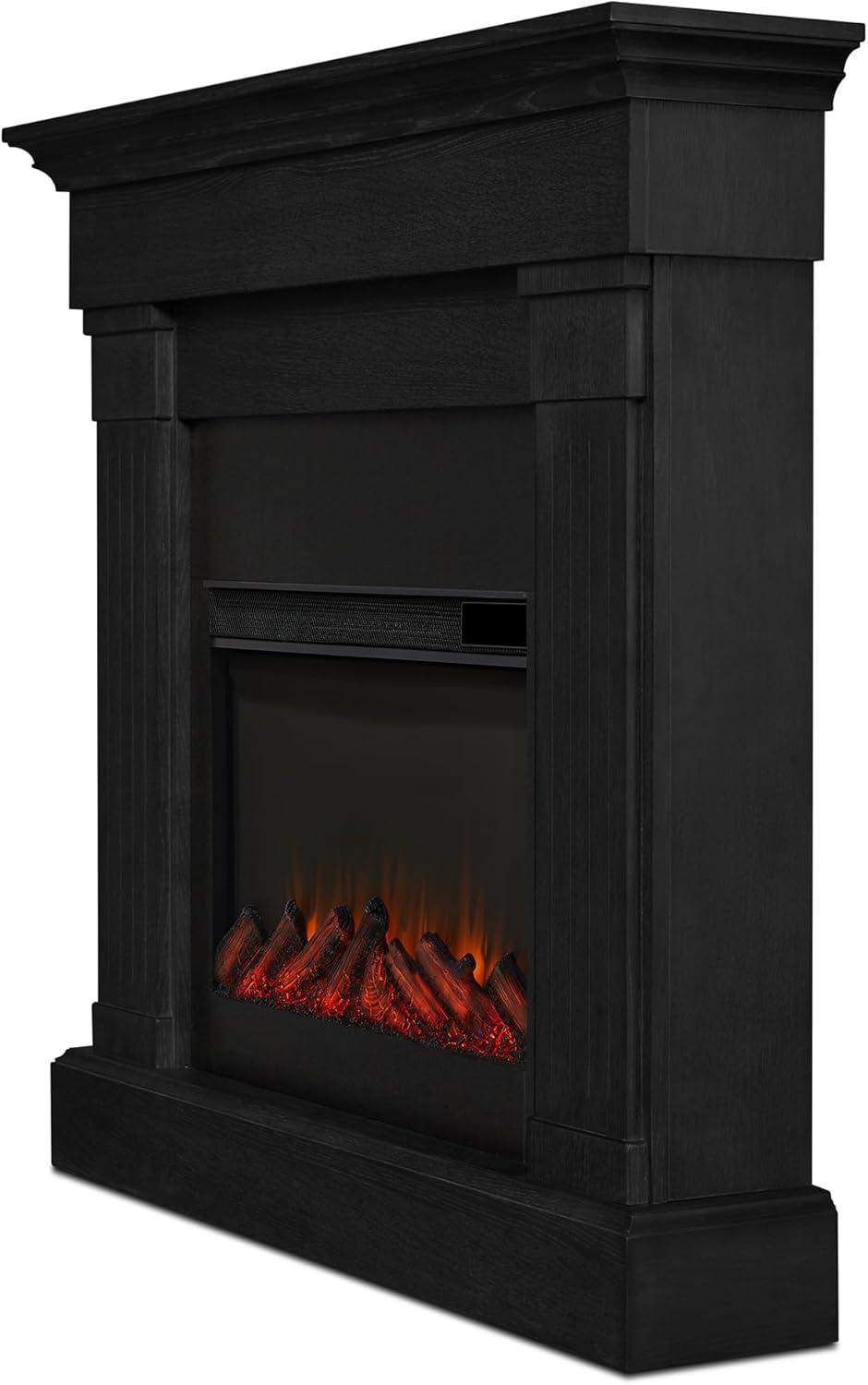 Crawford 48" Slim Electric Fireplace in Black by Real Flame
