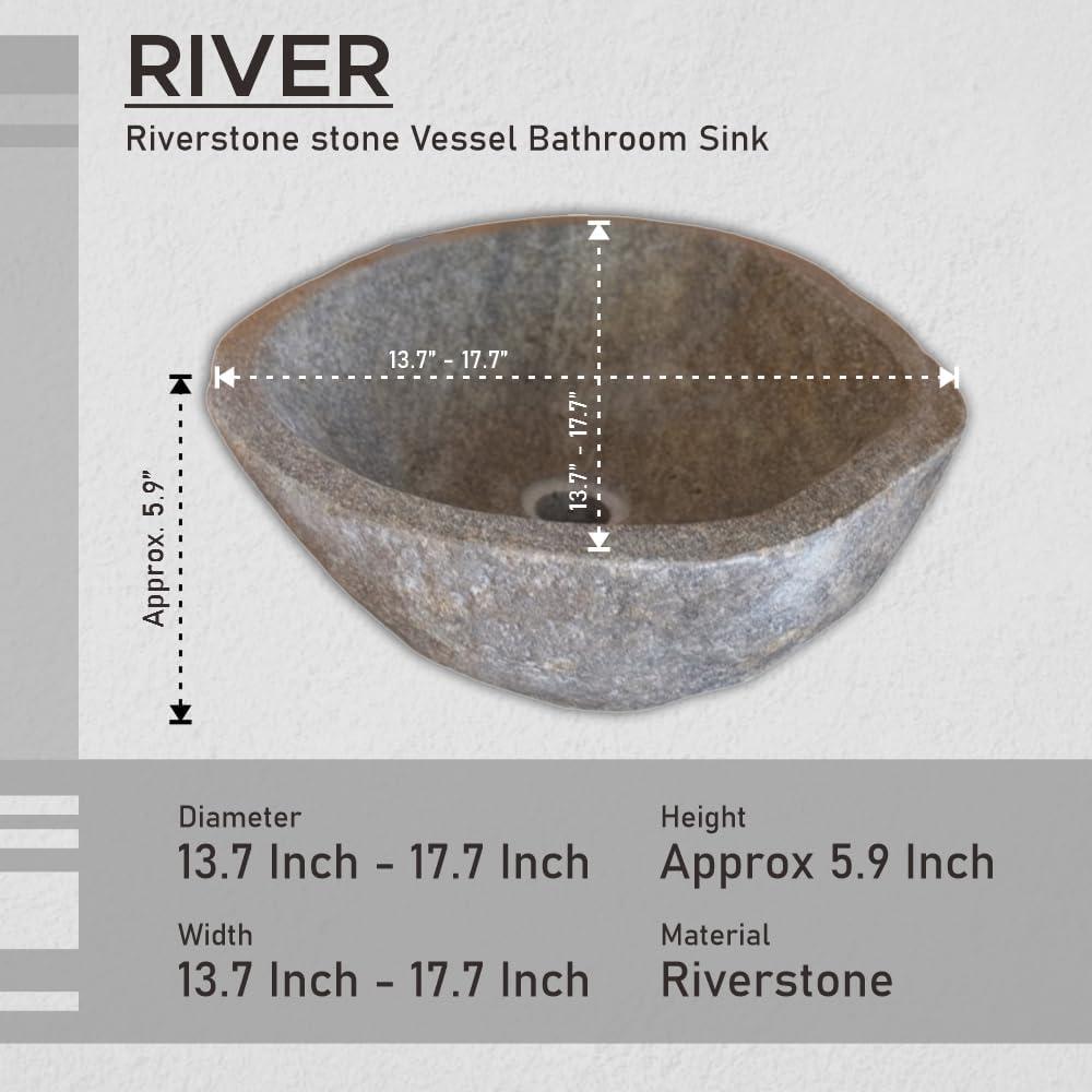 B.o.i 18'' Gray Stone Oval Bathroom Sink