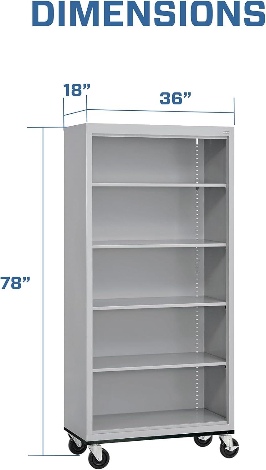 Sandusky Lee 36" W x 18" D x 78" H Steel Mobile Bookcase with 4 Adjustable Shelves by Sandusky