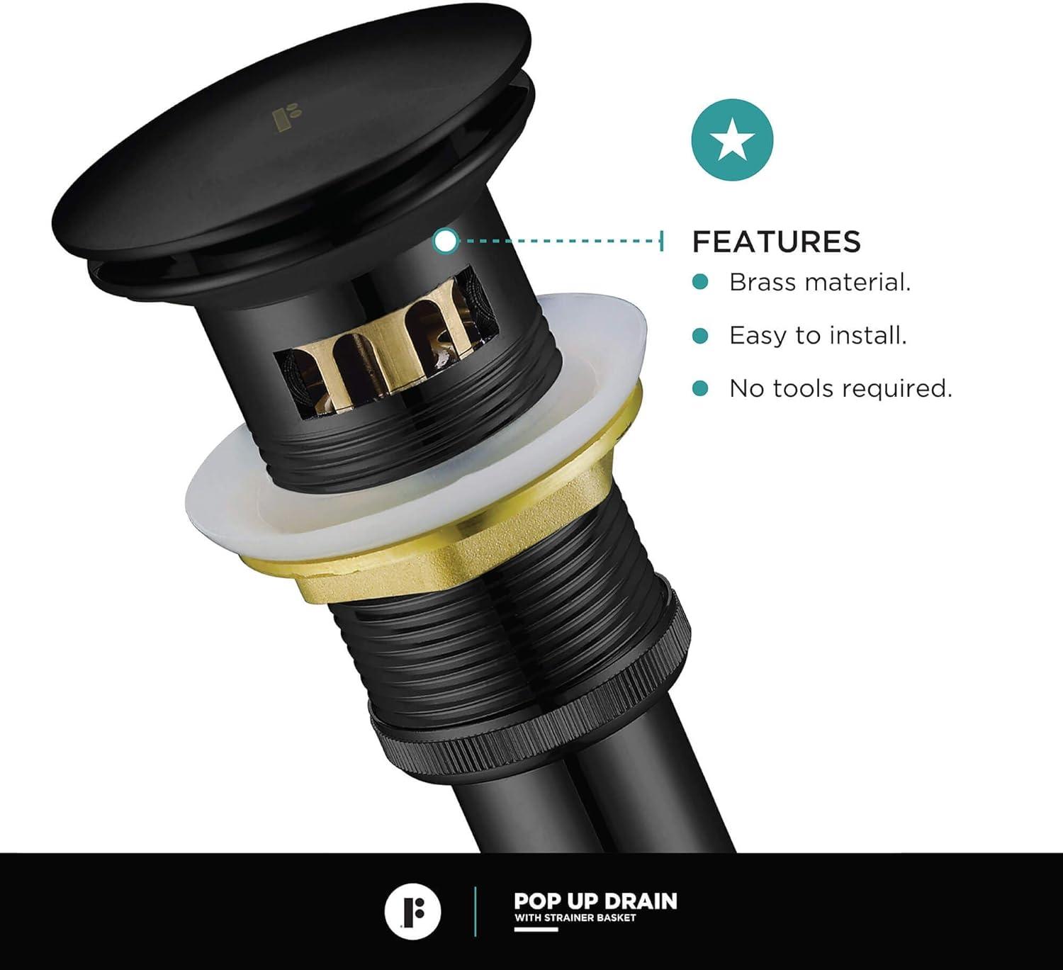 Single Hole Bathroom Faucet with Pop-up Drain and Strainer Basket