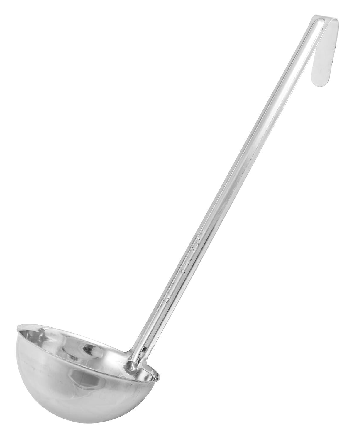 Silver Stainless Steel 8-Ounce Soup Ladle with Long Handle