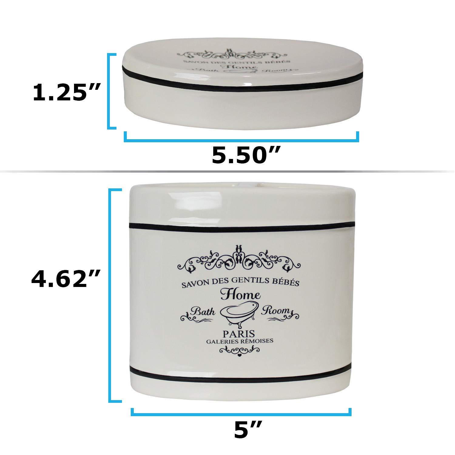 Blue Donuts 4 Piece Bathroom Accessories Set - Heavy Duty Ceramic Paris Bathroom Accessory Set Includes Hand Soap Dispenser, Toothbrush Holder, Soap Dish, Tumbler, Cream