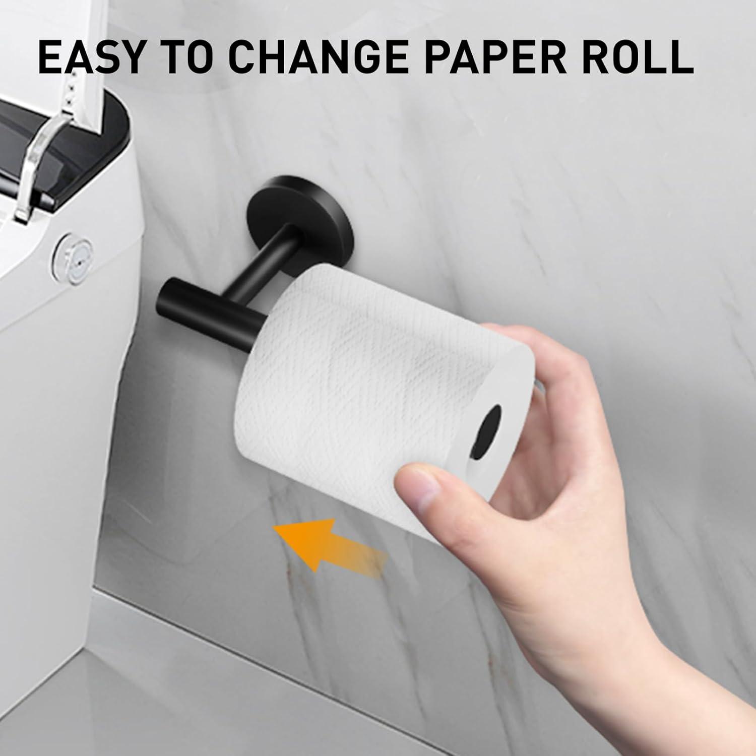 MOGFCT Toilet Paper Holder Brushed Gold Wall Mounted, Double Post Pivoting Toilet Paper Holder SUS 304 Stainless Steel Bathroom