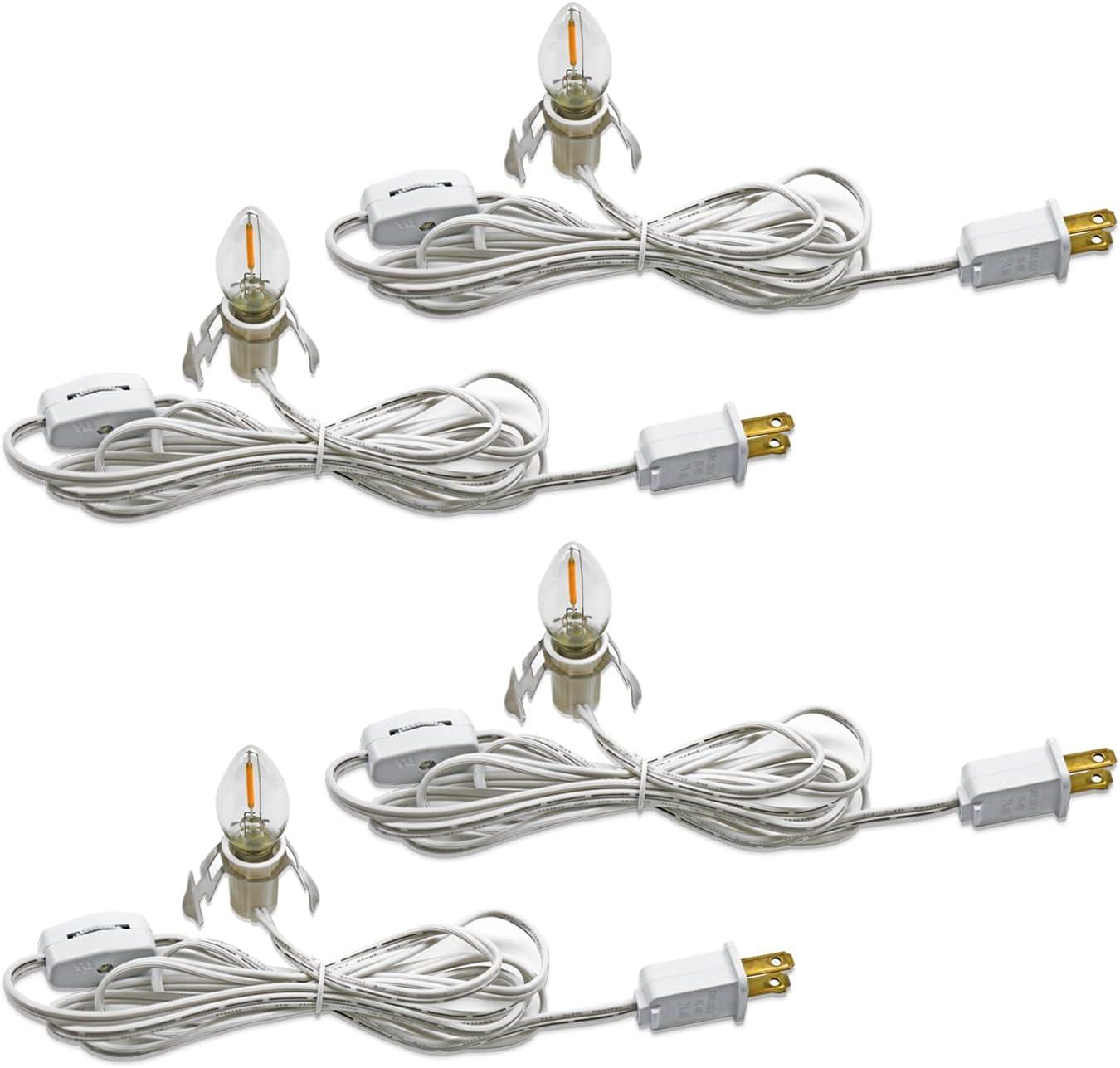 White C7 LED Light Cord with Remote Control, 4-Pack