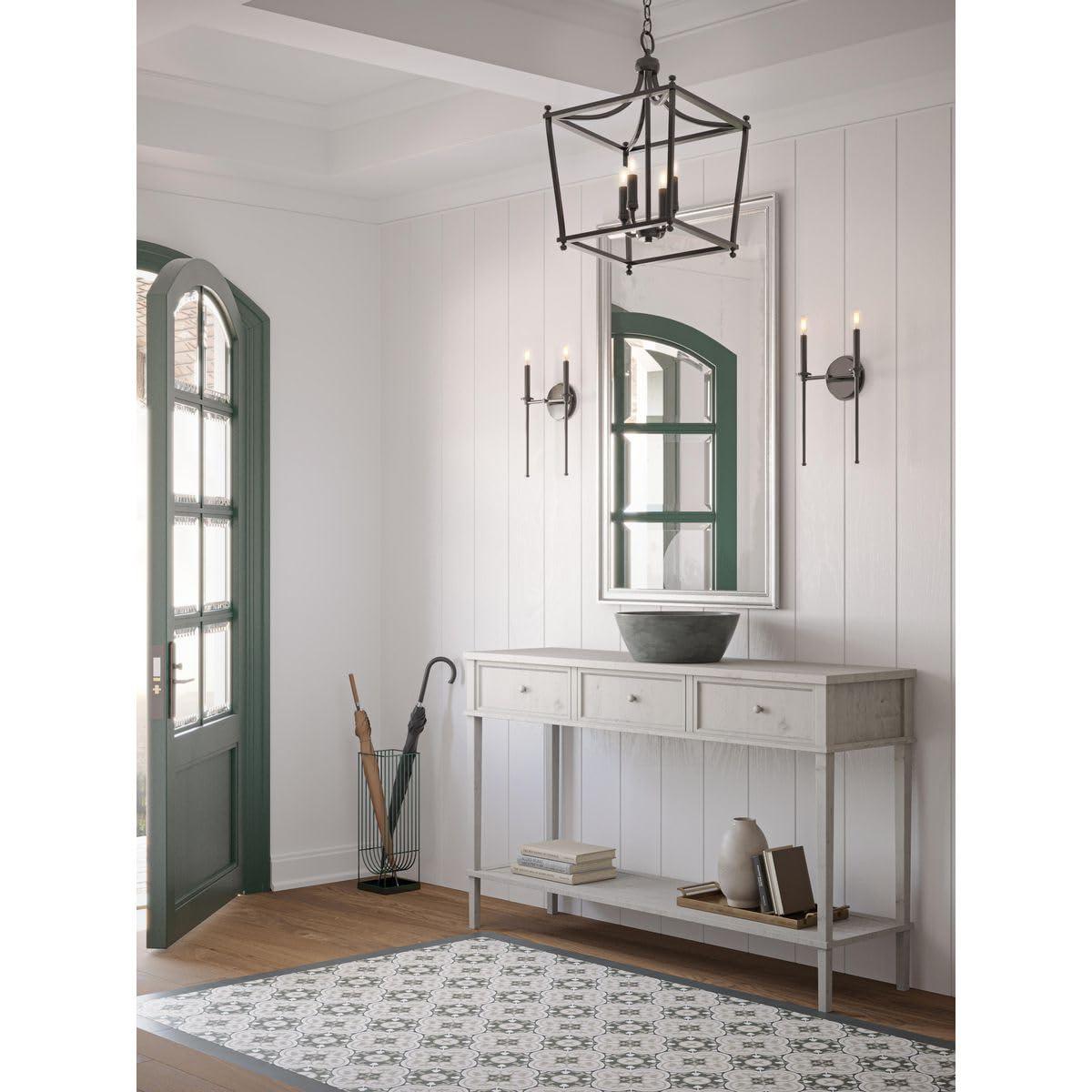 Progress Lighting Parkhurst 4-Light Lantern Matte Black Ceiling Light, Steel, Incandescent, Dry Rated