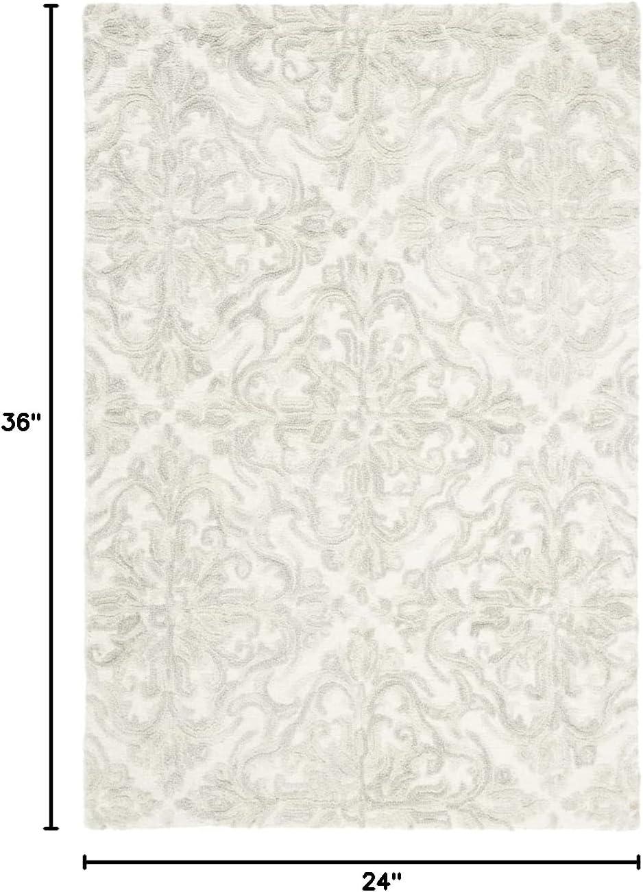 SAFAVIEH Blossom Githa Geometric Wool Area Rug, Ivory/Grey, 2' x 3'