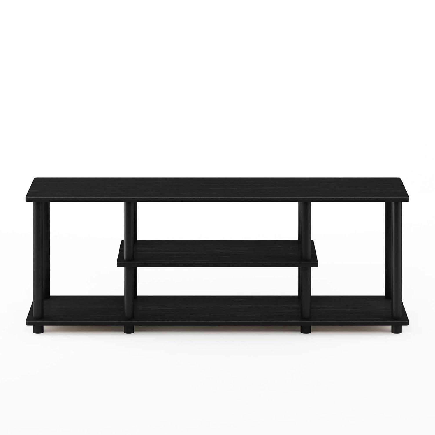 Furinno No Tools 3-Tier TV Stands for TV's up to 50" Entertainment Media Center Walnut/Black