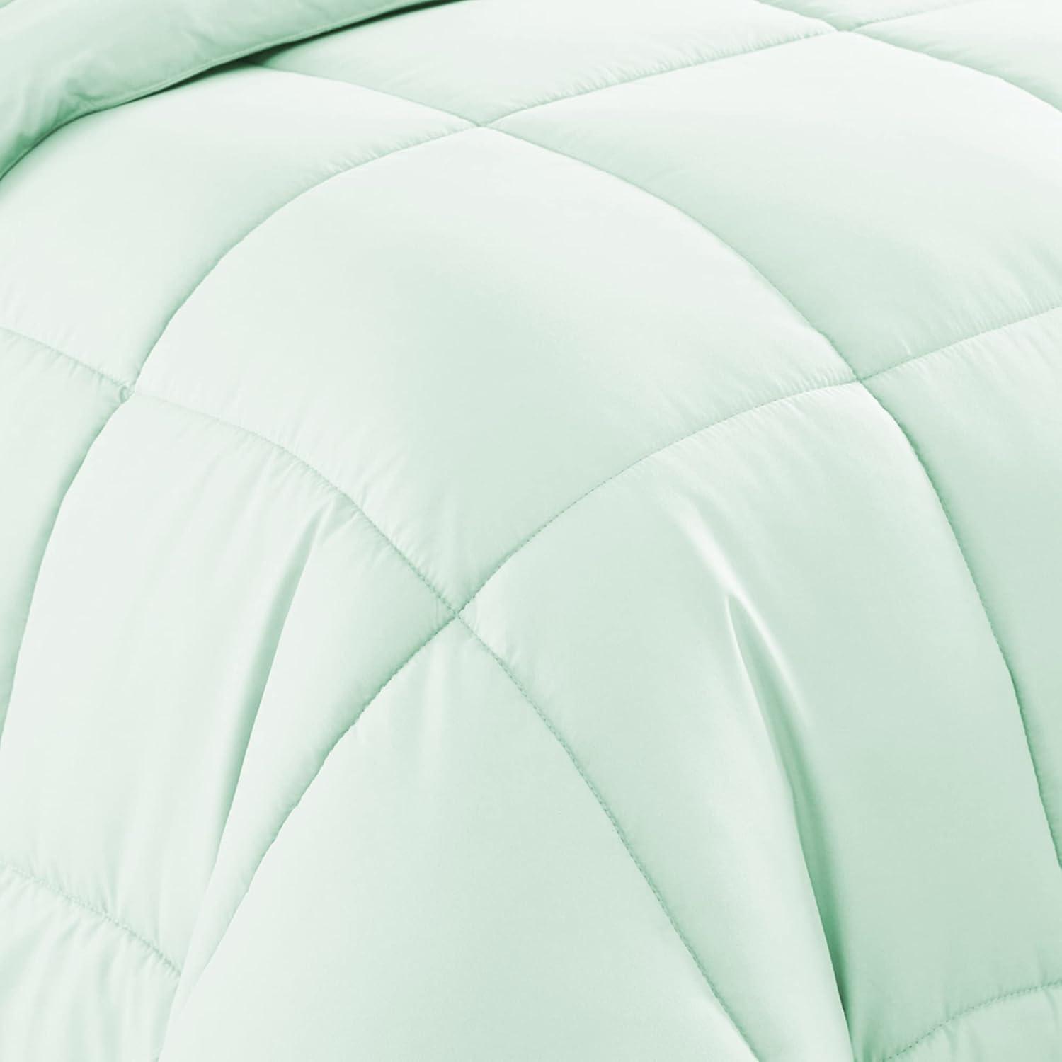 Bed-in-A-Bag Solid Color Comforter & Sheet Set Soft All Season Bedding, Twin, Mint