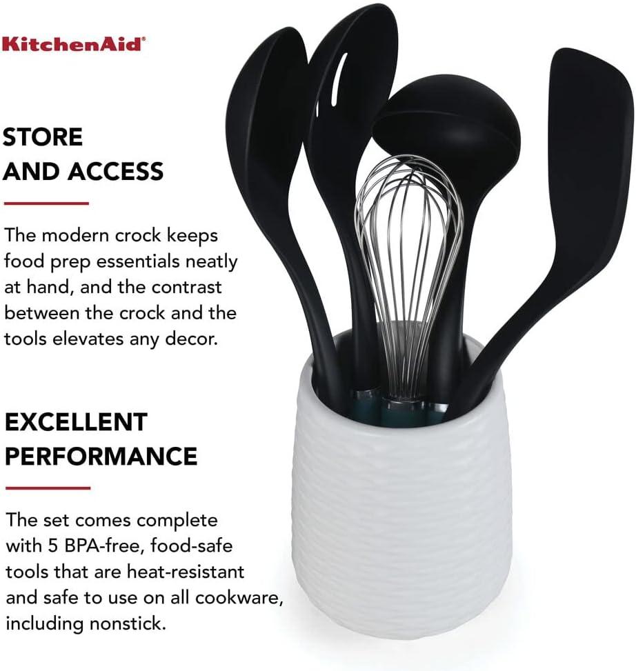 Kitchenaid 6-piece Crock with Plastic Kitchen Tool Set