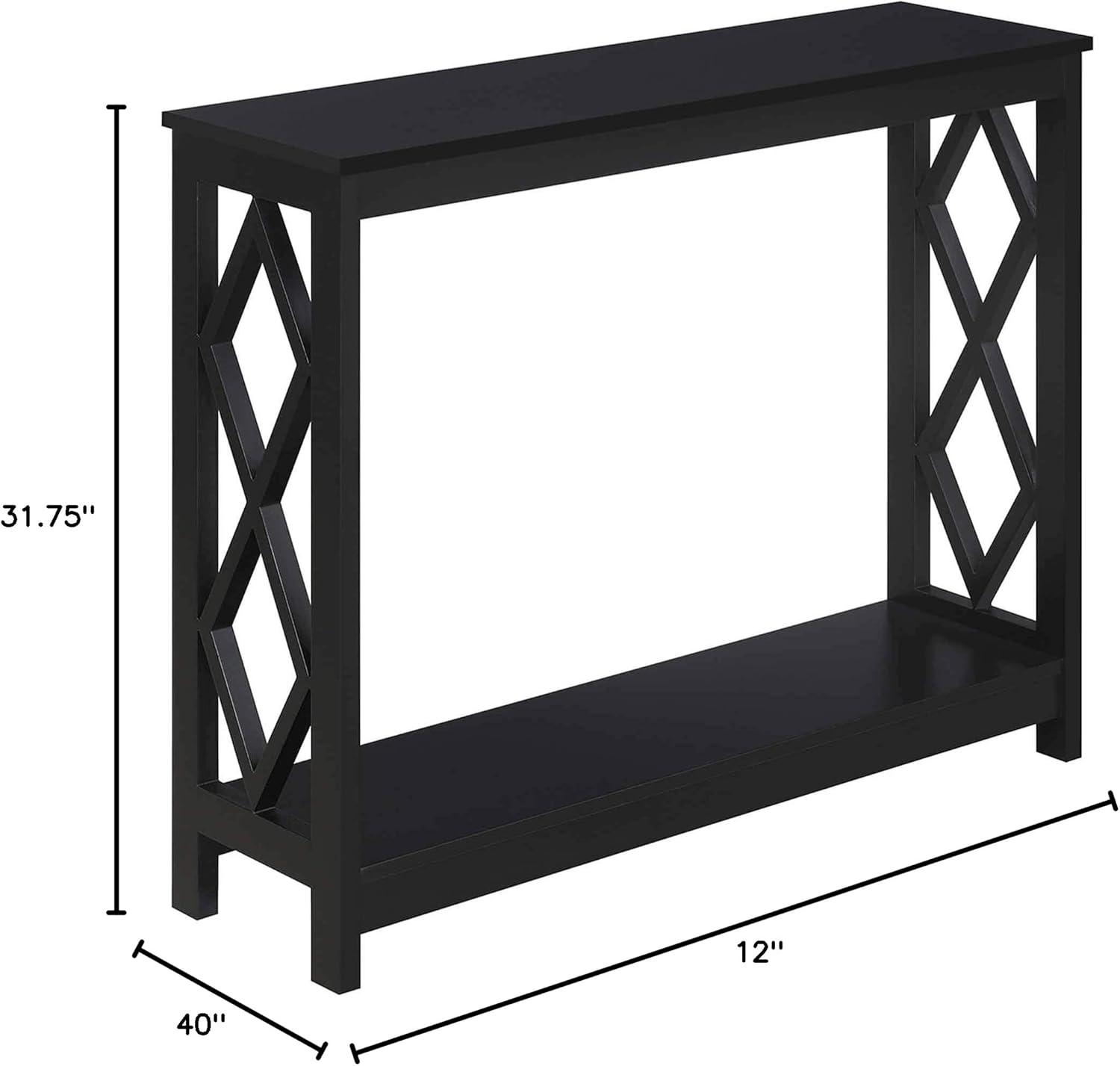 Convenience Concepts Diamond Console Table with Shelf, Black Wood Finish