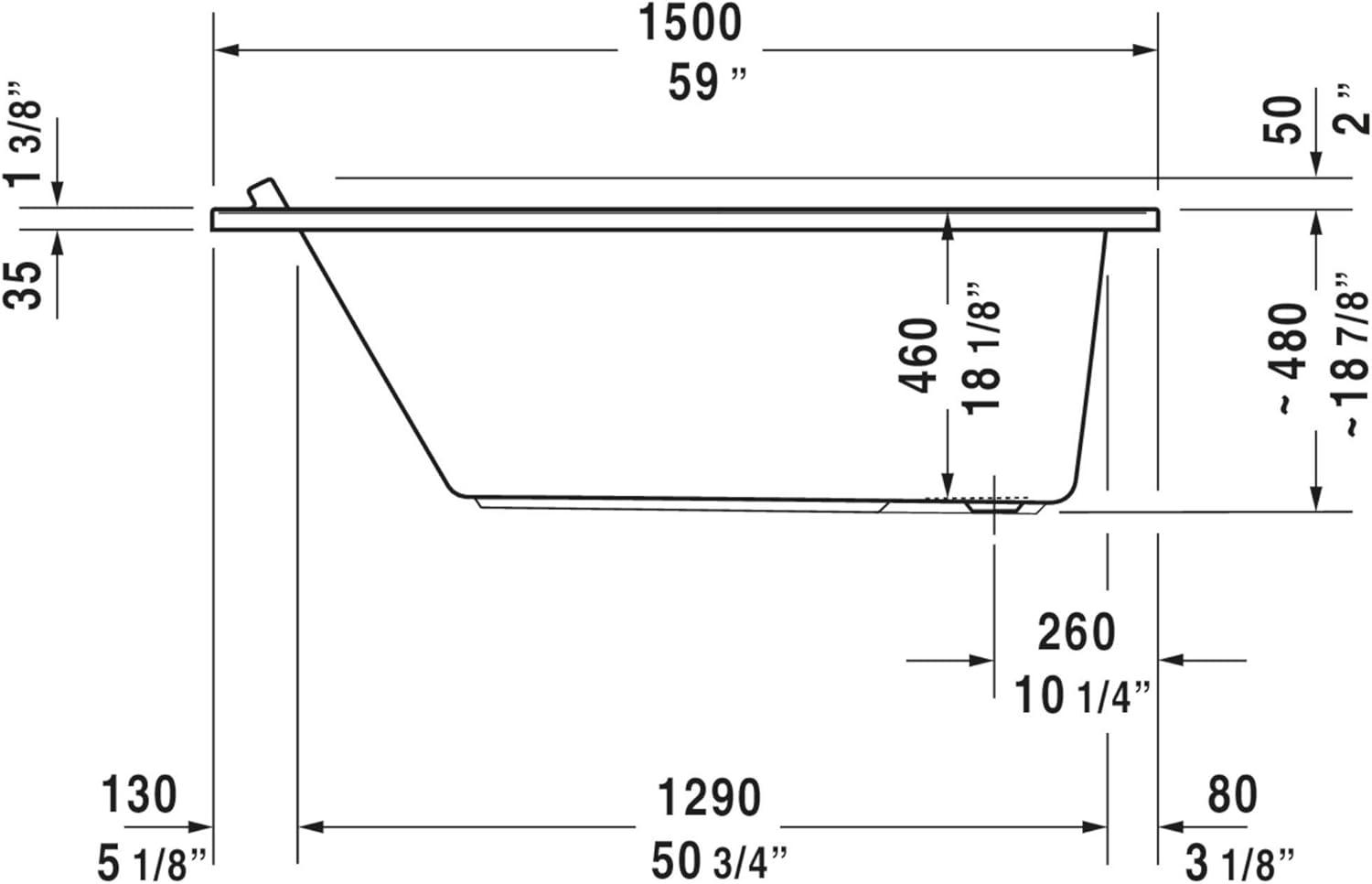 Starck New 59" x 28" Drop In Soaking Acrylic Bathtub