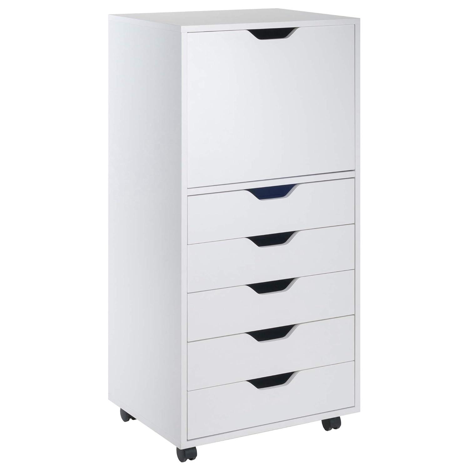 Halifax 5 Drawer Cabinet White - Winsome: Wood Composite Office Furniture, Printer Stand with Storage