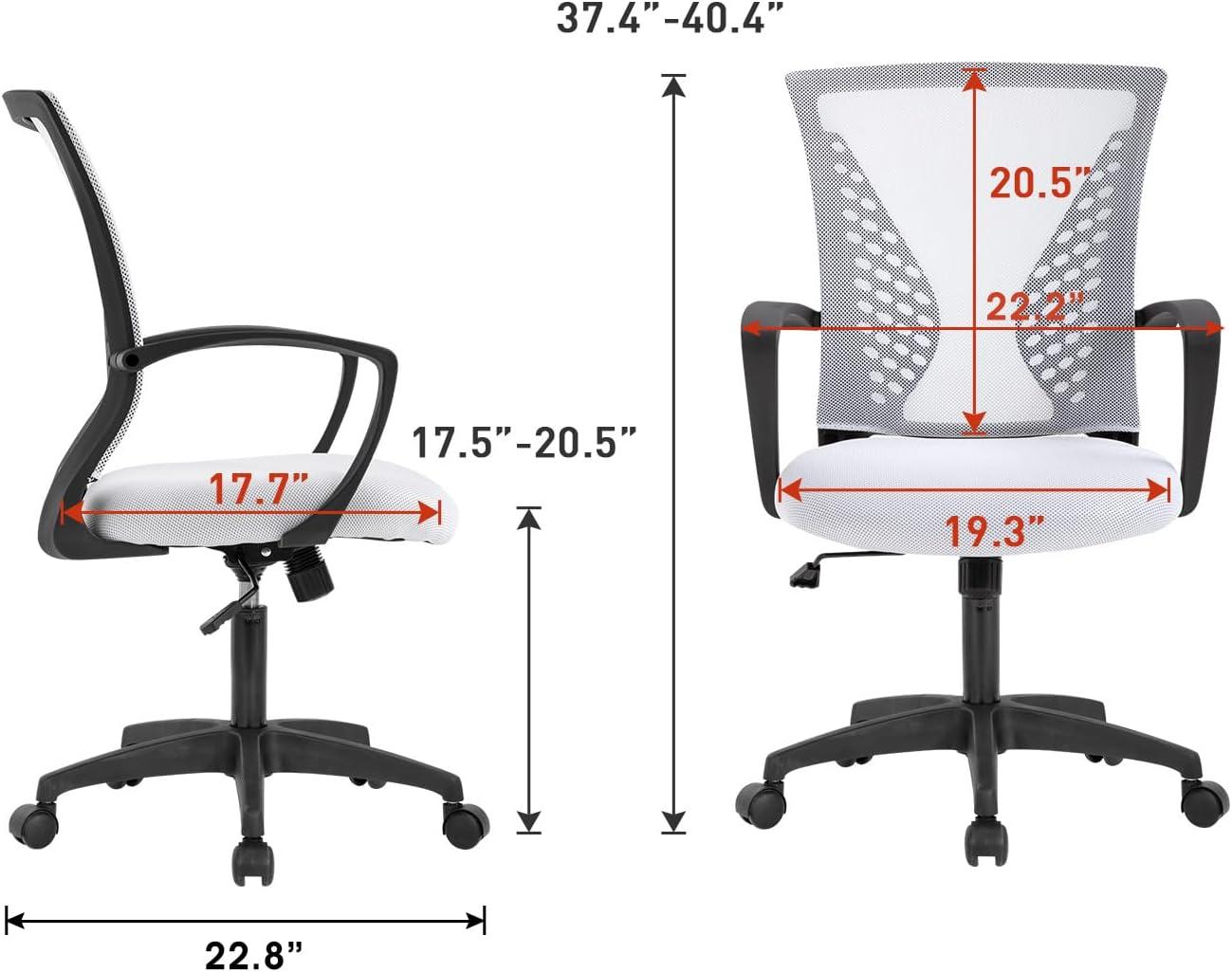 FDW Home Office Chair Mid Back PC Swivel Lumbar Support Adjustable Desk Task Computer Comfortable Mesh Chair with Armrest