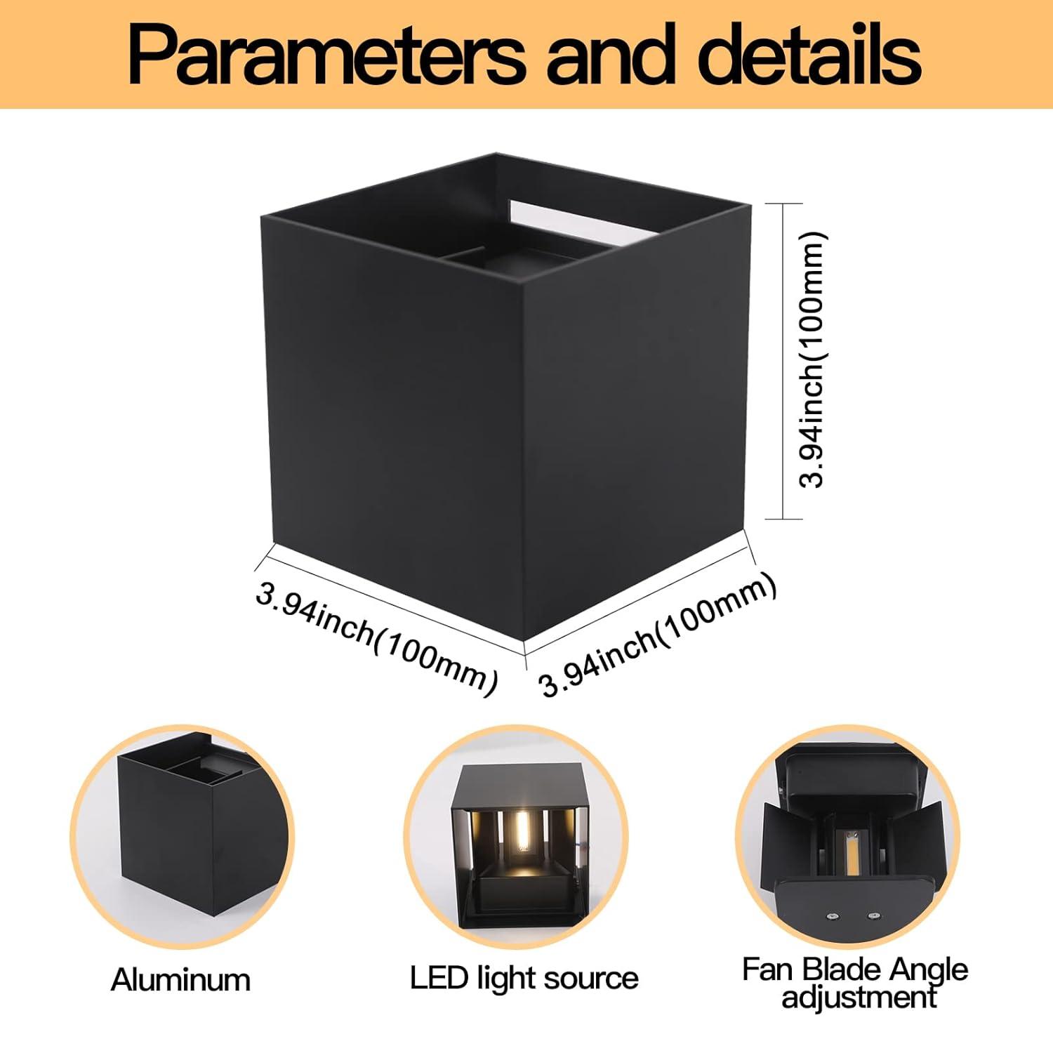 Outdoor Wall Sconce Up and Down Wall Light(2 Packs)