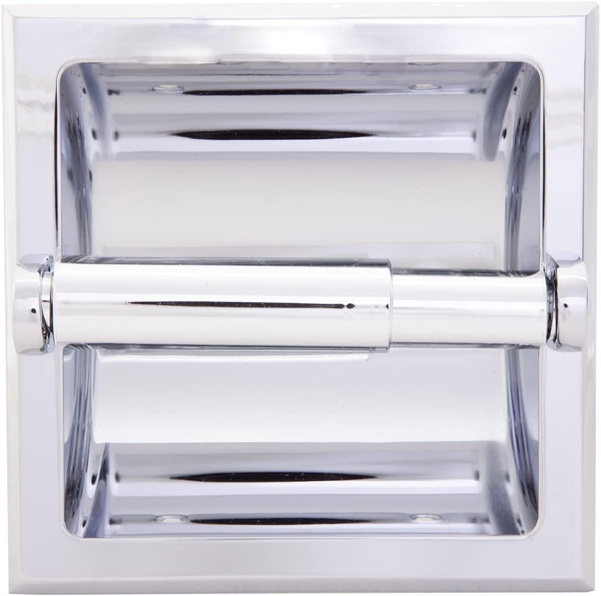 Polished Chrome Recessed Toilet Paper Holder with Plastic Bar