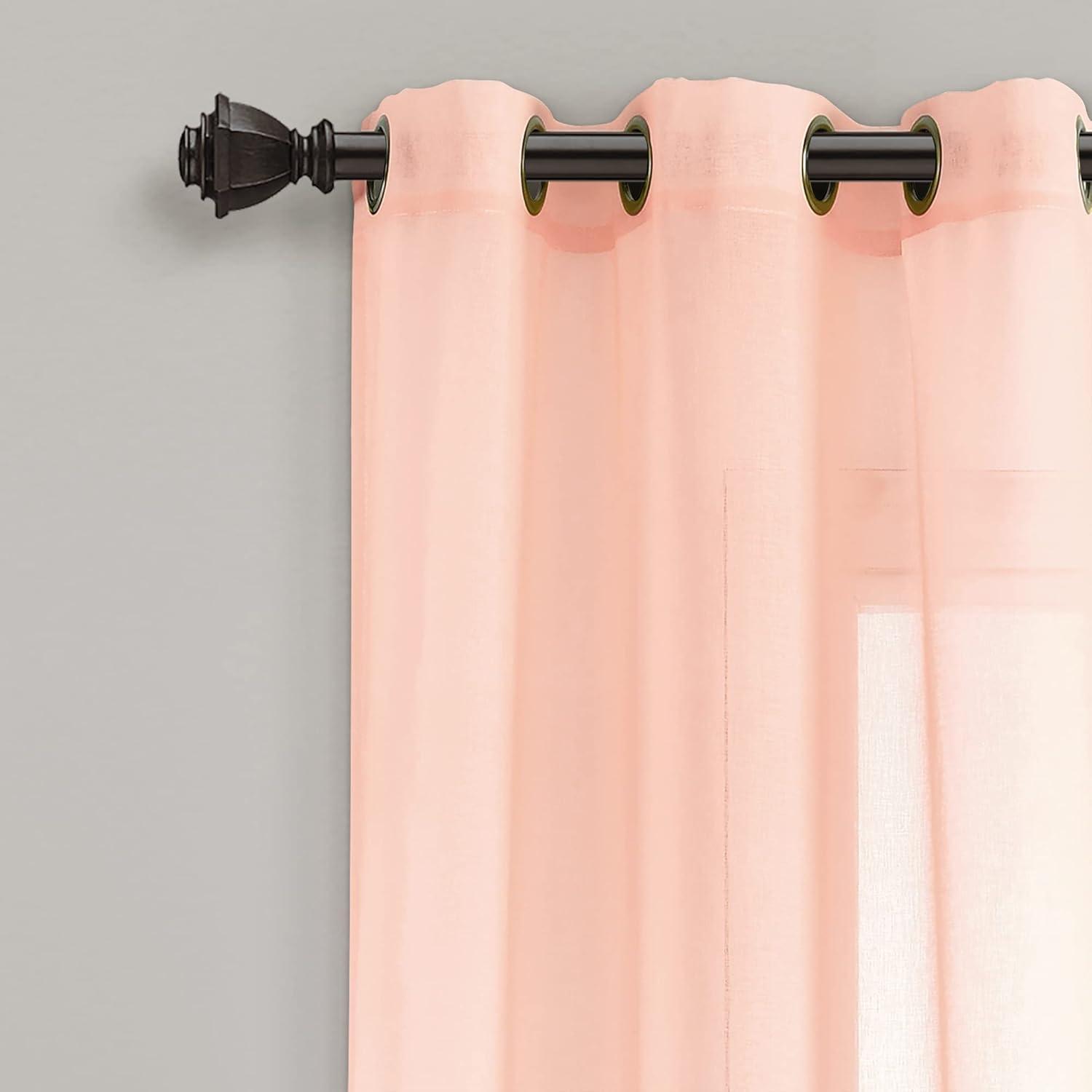 Lush Decor Umbre Fiesta Sheer Window Curtain Panel Pair, 84" Long x 38" Wide, Blush & Gray