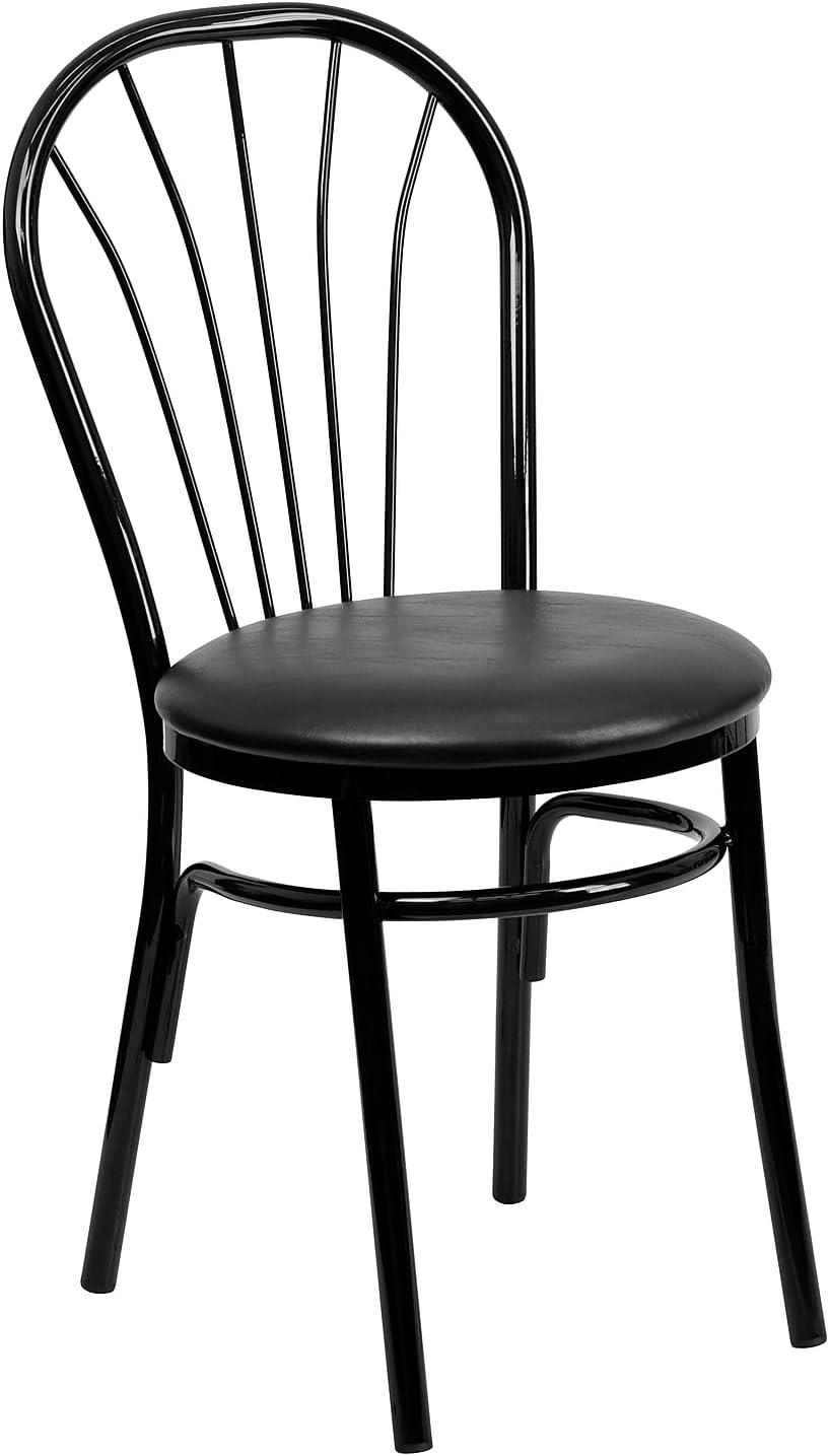Flash Furniture HERCULES Series Fan Back Metal Chair - Black Vinyl Seat