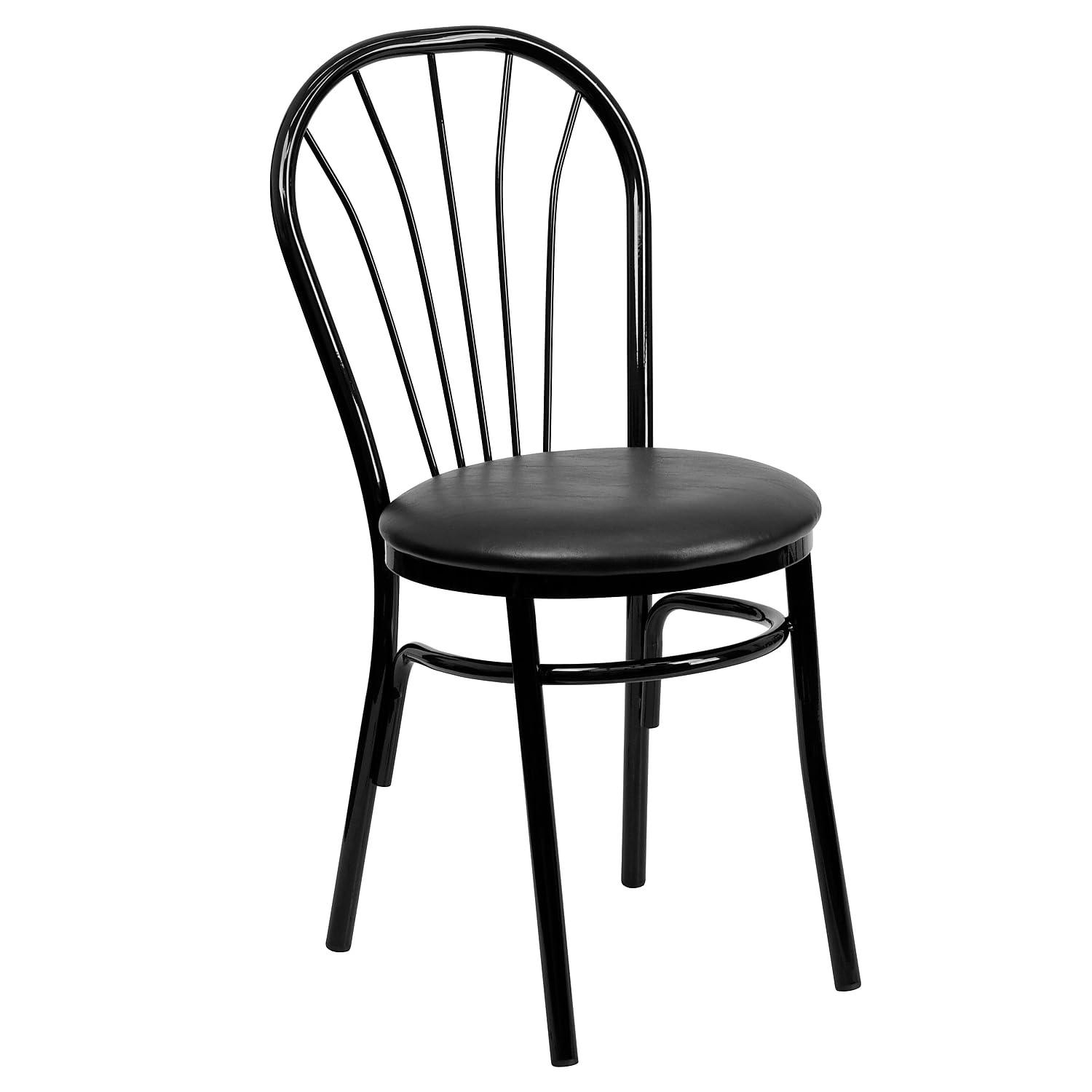 Flash Furniture HERCULES Series Fan Back Metal Chair - Black Vinyl Seat
