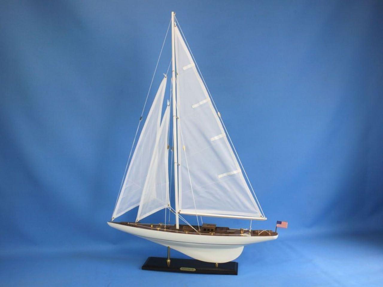 Wooden Intrepid Model Sailboat Decoration - 35 in.