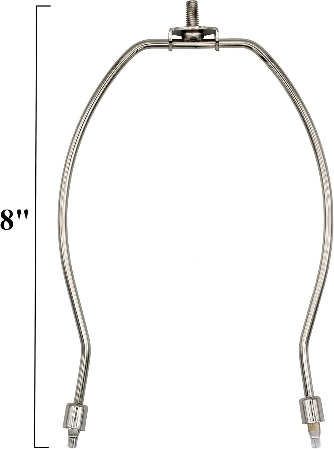 Polished Nickel 8-Inch Lamp Harp Kit with Finial and Base