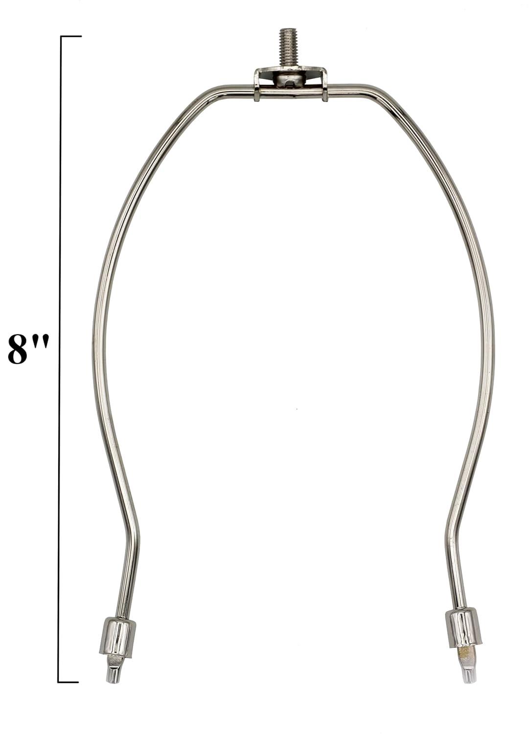 Polished Nickel 8-Inch Lamp Harp Kit with Finial and Base