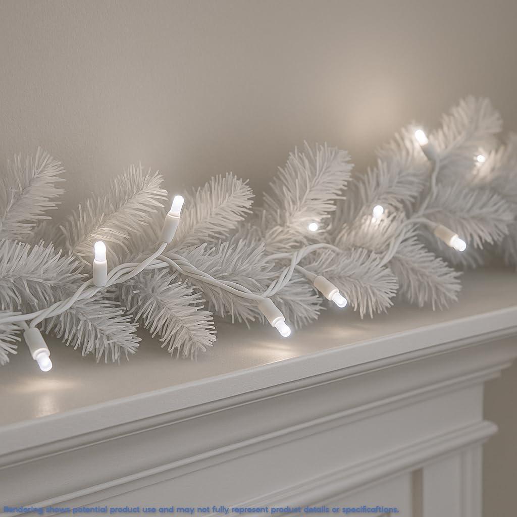 Novelty Lights 10 Light Pure White LED Christmas Craft Mini Light Set (White Wire, 5 Feet)