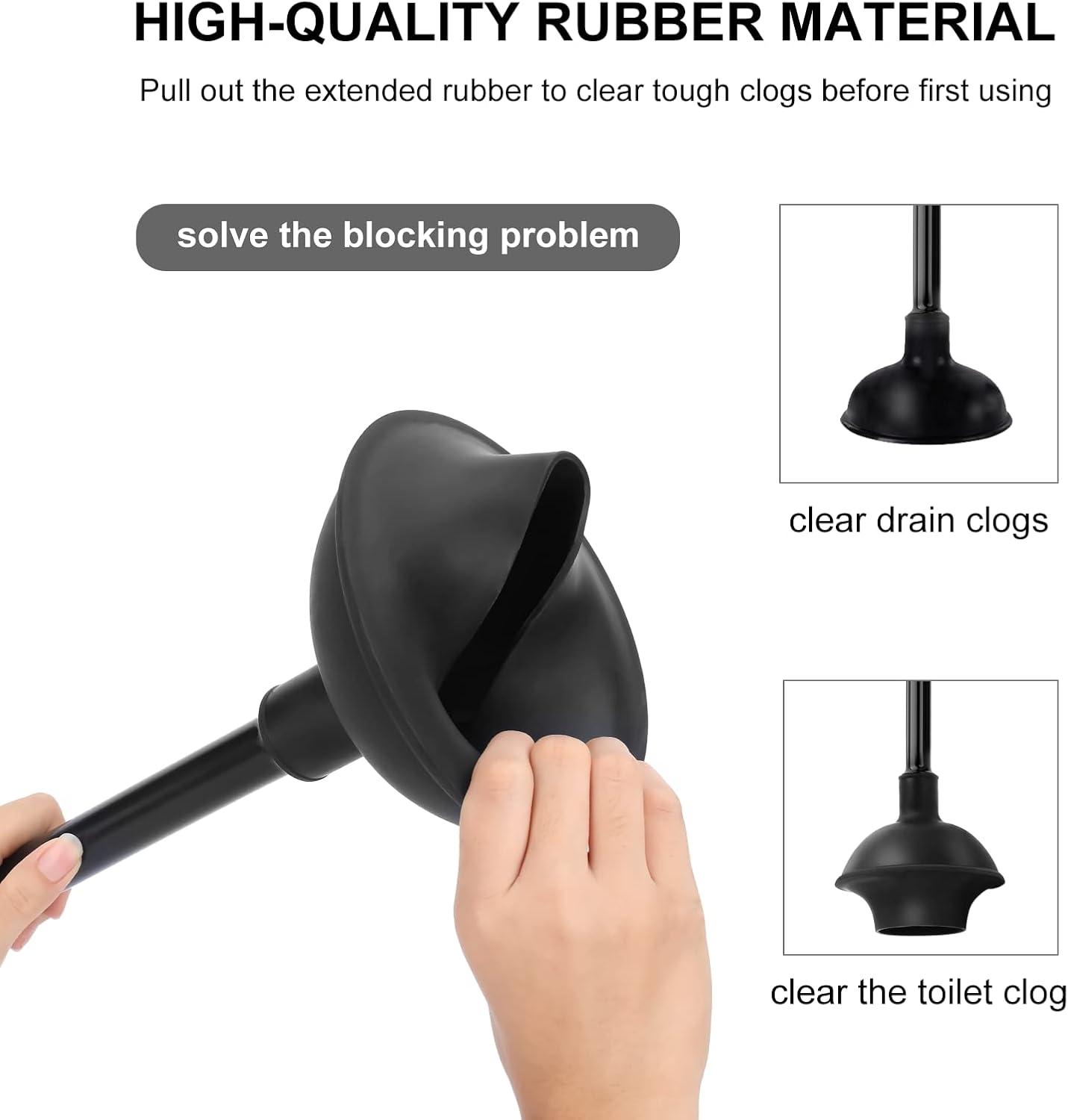 Black Heavy Duty Toilet Brush and Plunger Set with Holder