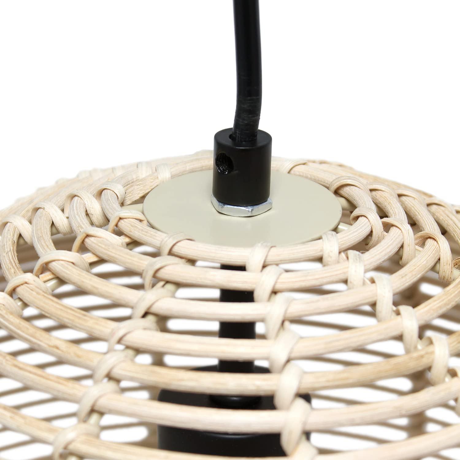 Natural Globe Pendant Ceiling Light Beige - Elegant Designs: Rattan Fixture, UL Listed, 60W Max