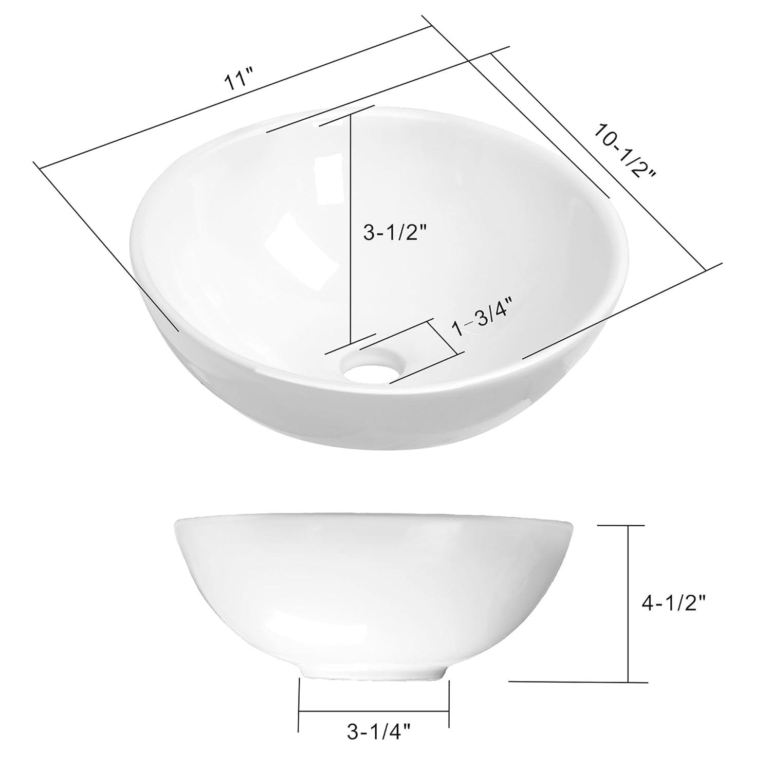 Miligore 11'' White Ceramic Circular Bathroom Sink