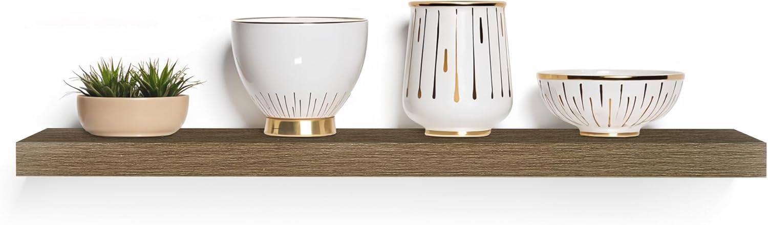 InPlace 24" Floating Shelf Wall Mounted Hidden Brackets Rustic Wood: Modern Design, MDF, Smooth Finish, Includes Mounting Hardware