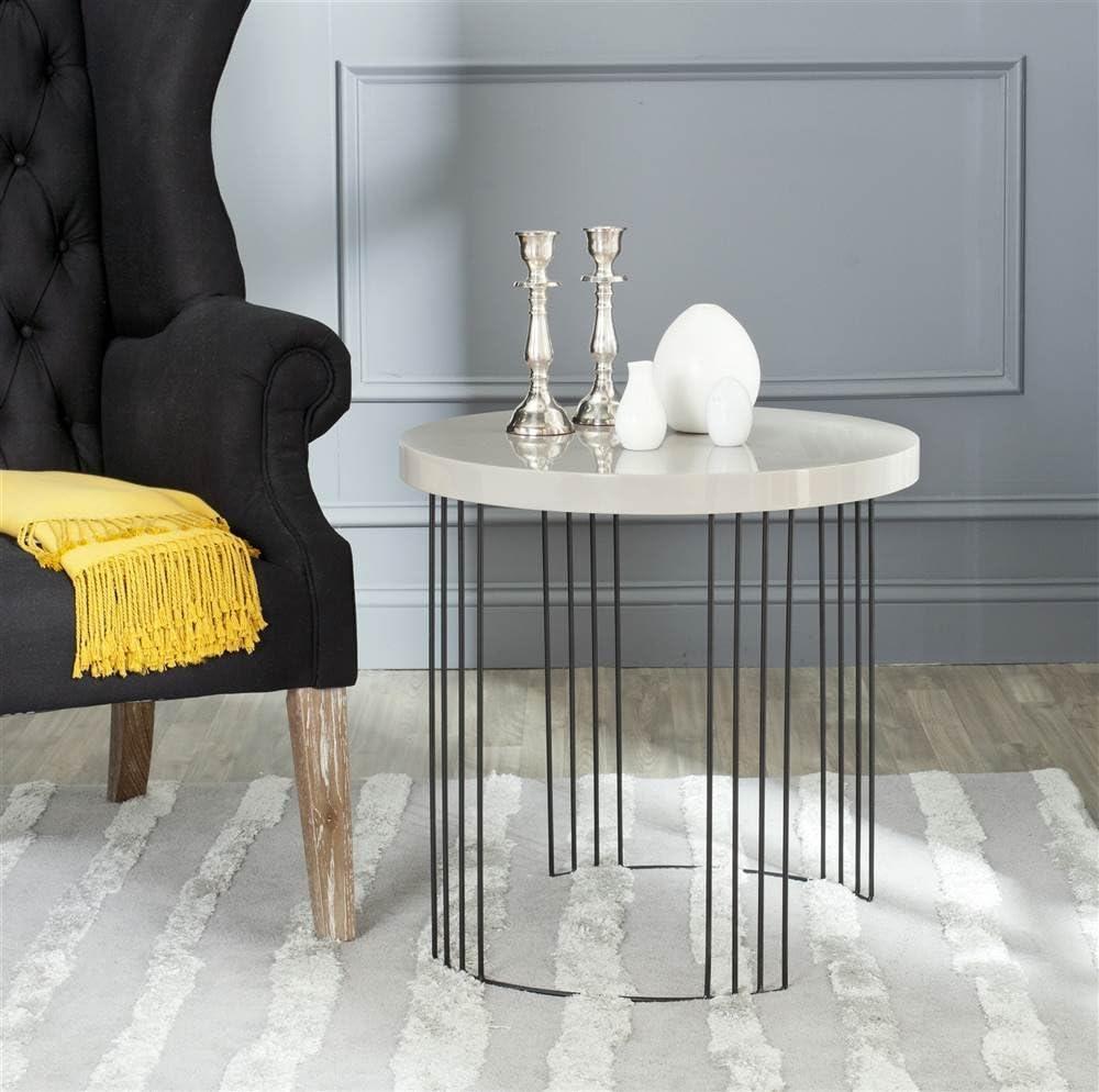 Kelly Mid Century Scandinavian Lacquer Side Table - Taupe/Black - Safavieh.