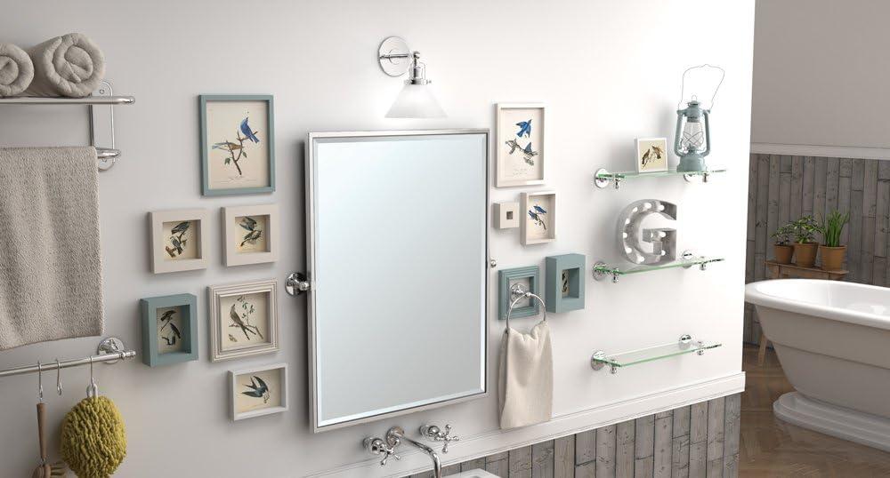 Café 24" Frameless Rectangle Bathroom Vanity Mirror | Pivoting and Beveled Wall Mount Mirror