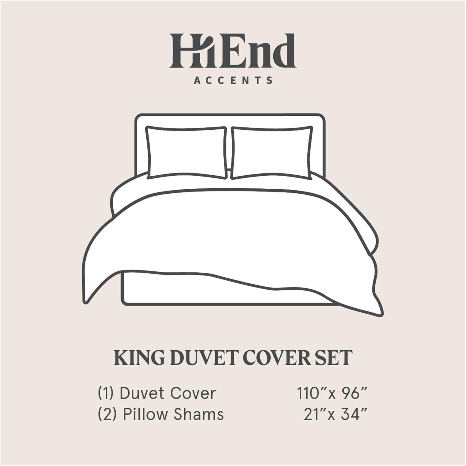 Gray Medallion Pattern Linen King Duvet Cover Set