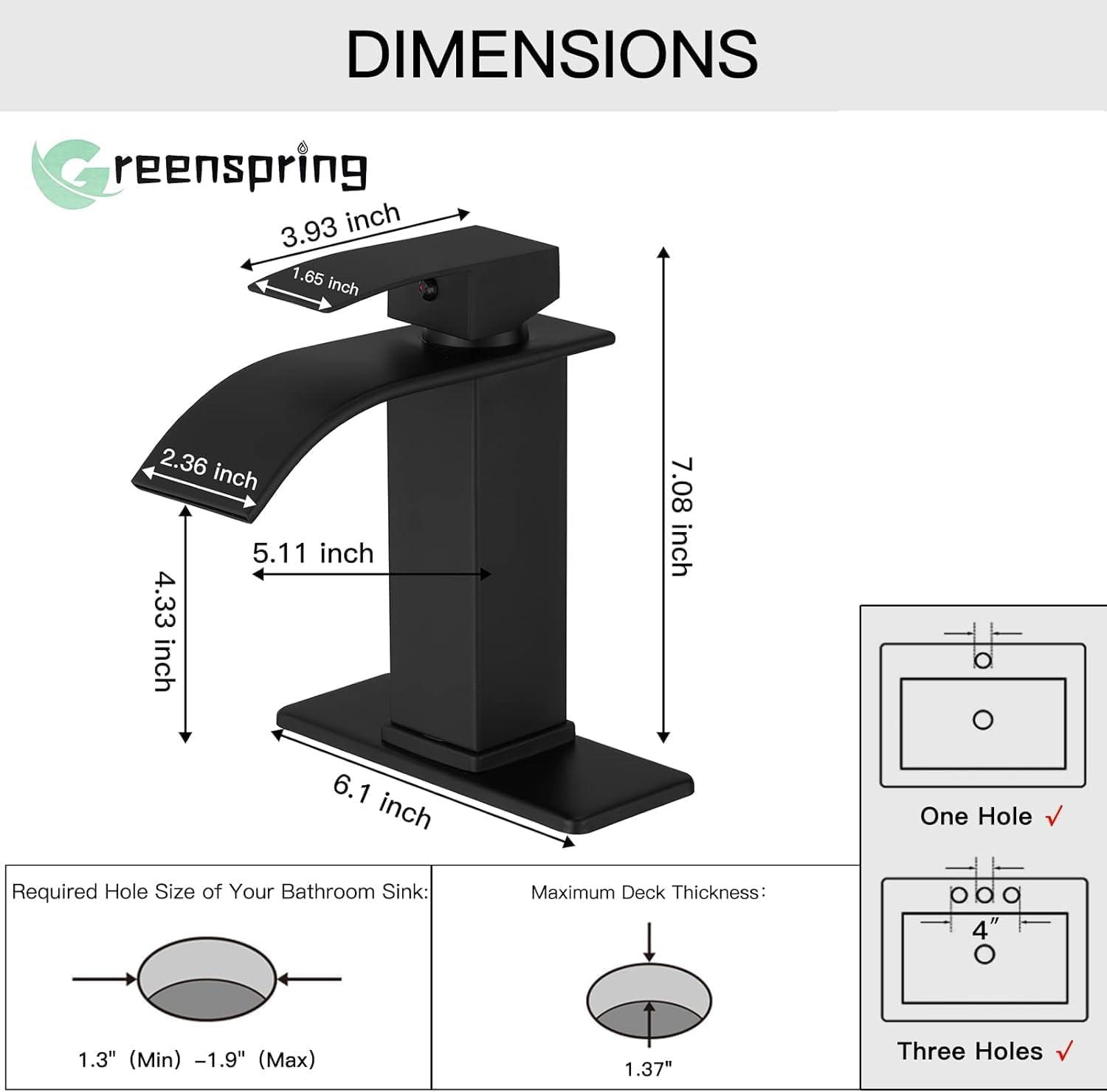 Matte Black Stainless Steel Single Handle Waterfall Bathroom Faucet