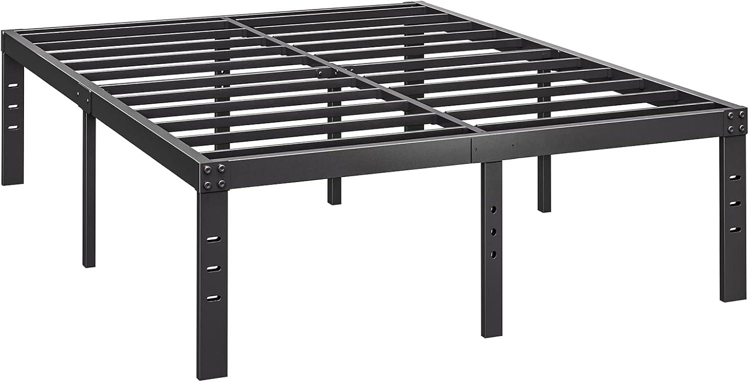 Black Steel King Size Platform Bed Frame with Under Bed Storage