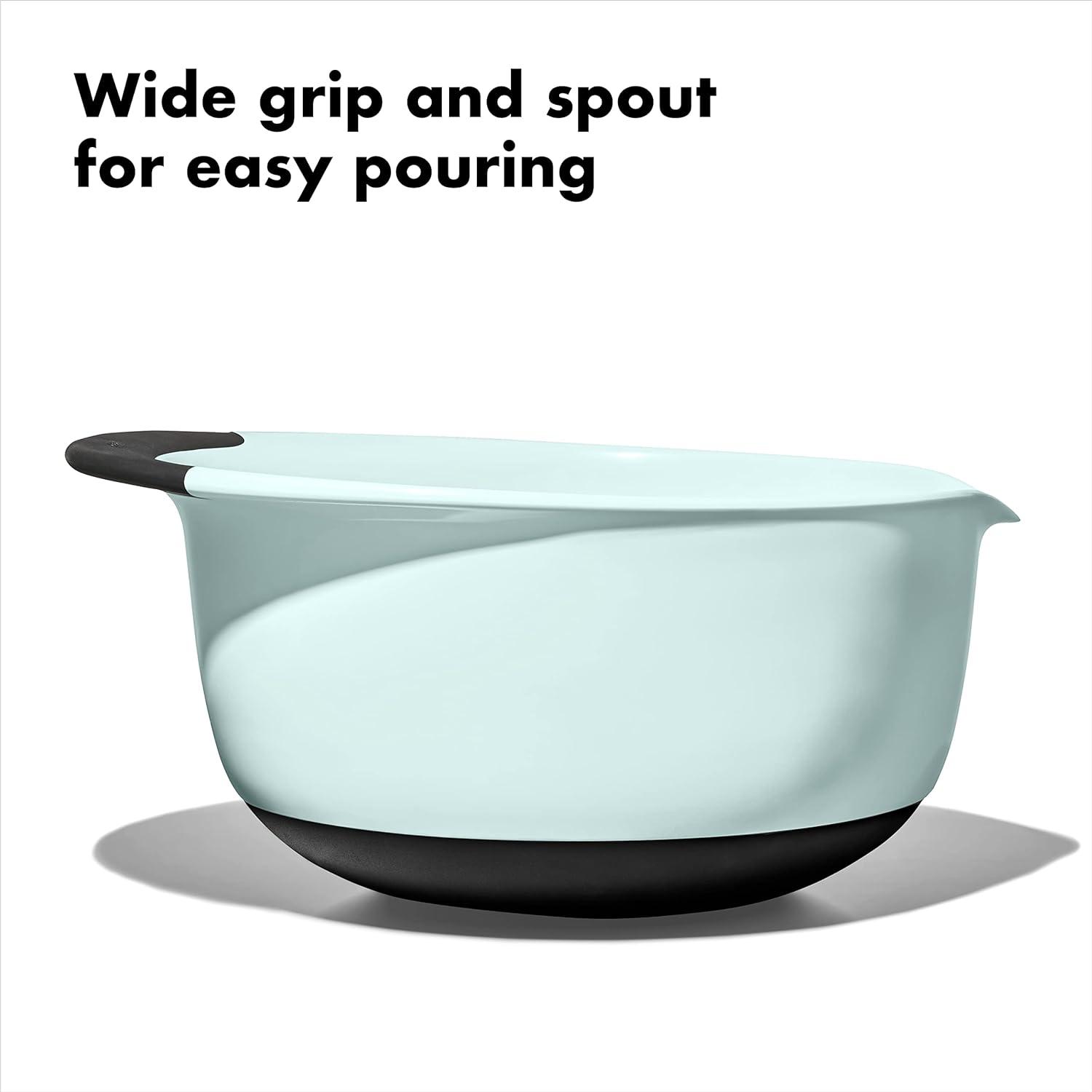 OXO Good Grips 3-Piece Blue and Gray Plastic Mixing Bowl Set