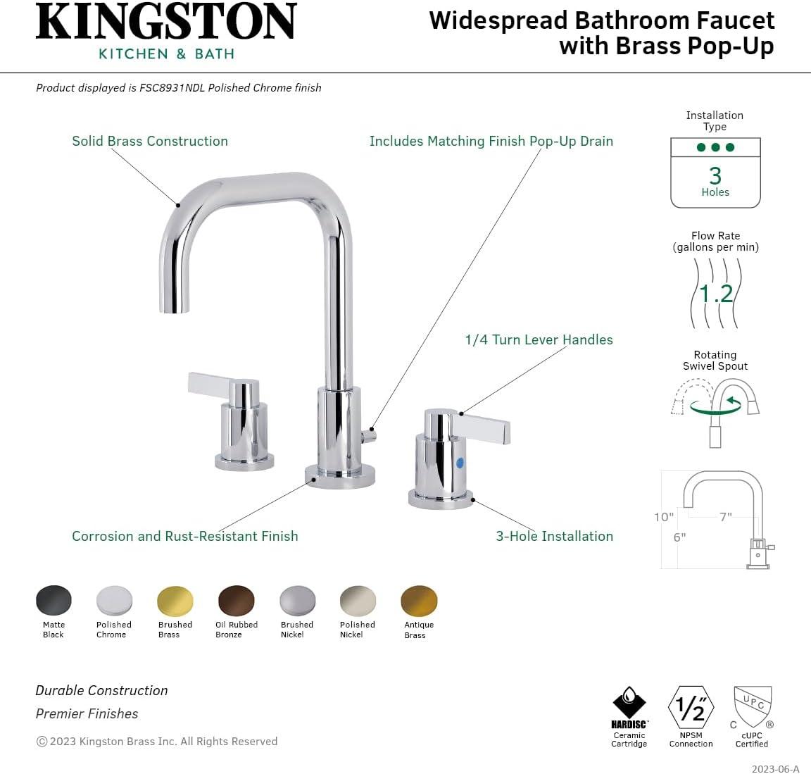 Elegant Brushed Brass Widespread Bathroom Faucet with Pop-Up Drain