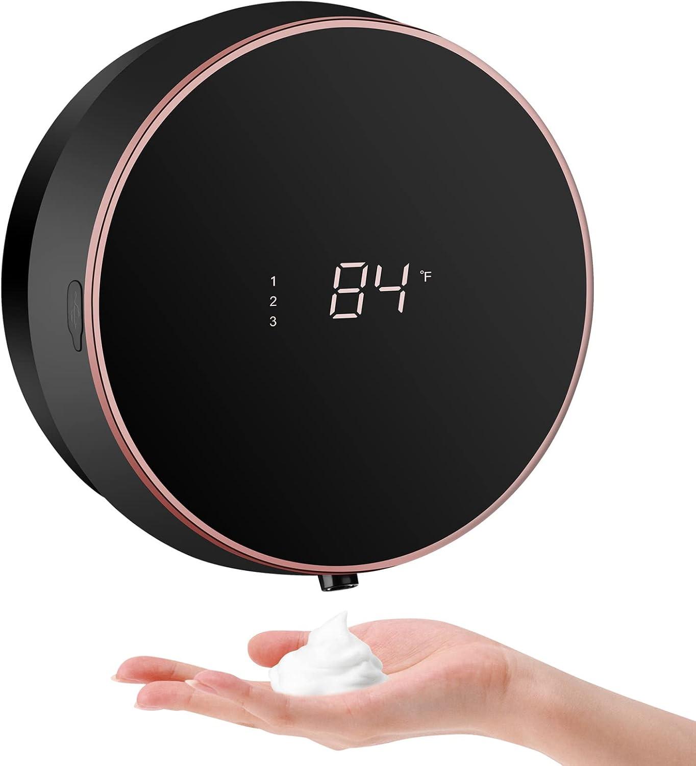 Automatic Soap Dispenser Foam Bathroom: Wall Mount Rechargeable Touchless Adjustable Auto Smart Electric Plastic Black Foaming Soap Dispenser with Clock - Kitchen - Hand Dish Lotion Couple Kids