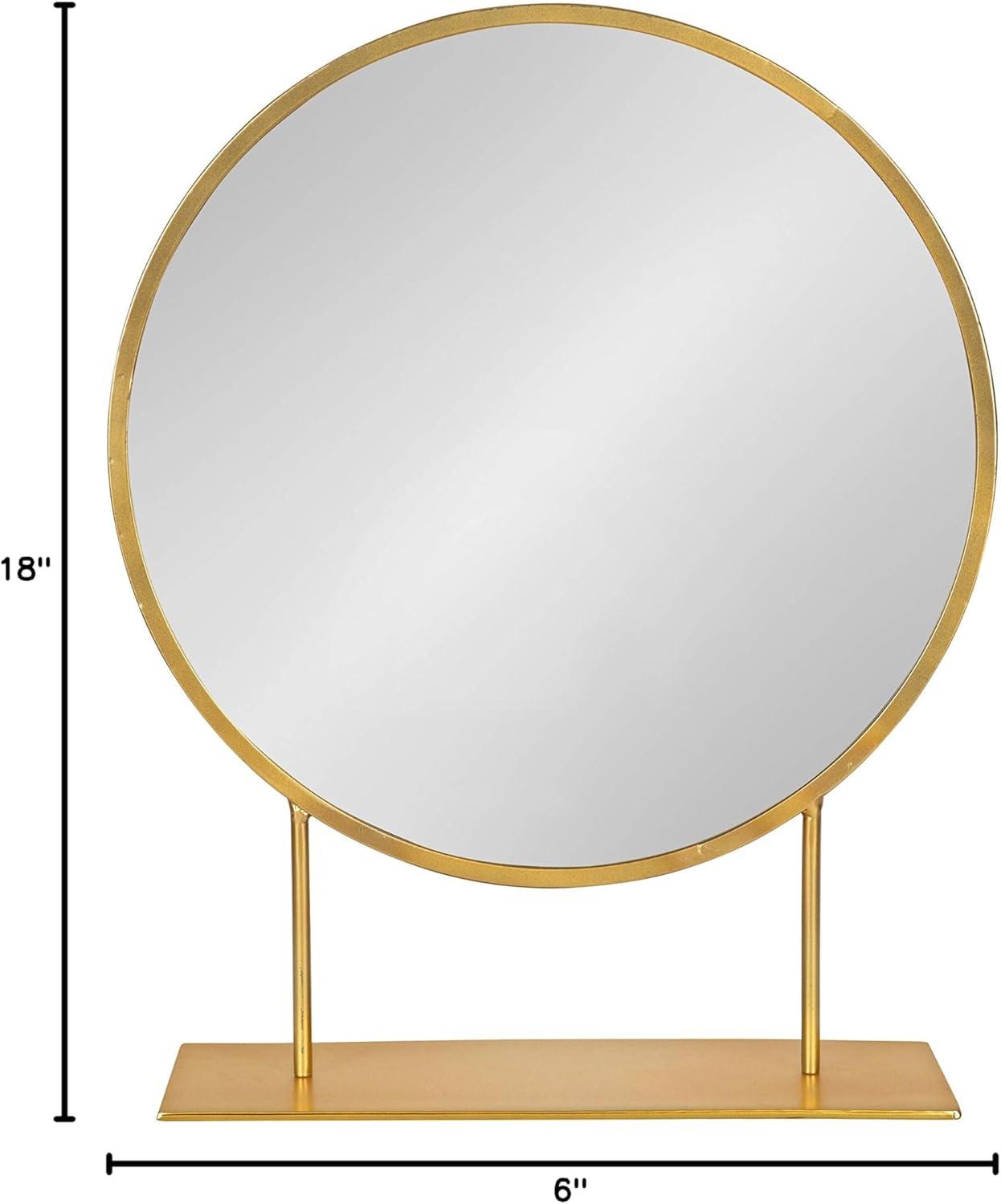 18" x 22" Rouen Round Wall Mirror Gold - Kate & Laurel All Things Decor: Freestanding, Metal Frame, Modern Decor