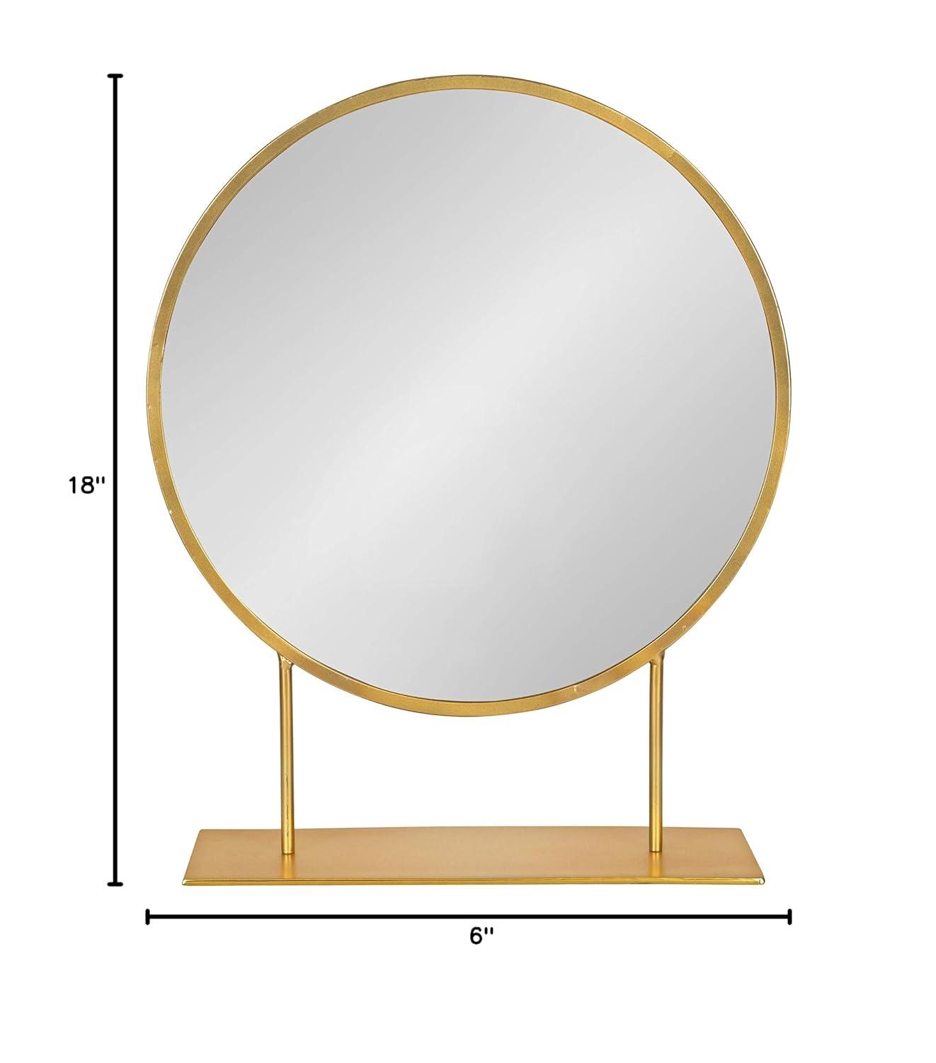 18" x 22" Rouen Round Wall Mirror Gold - Kate & Laurel All Things Decor: Freestanding, Metal Frame, Modern Decor