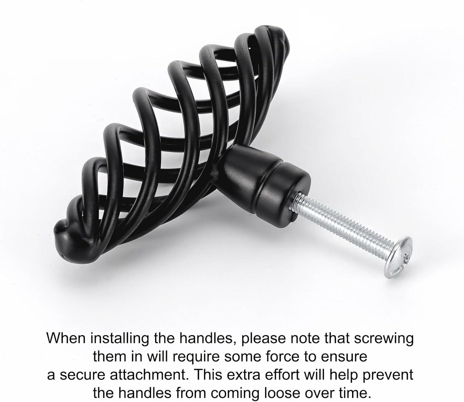 6 Pack Muted Black Birdcage Nest Twist Cabinet Wardrobe Door Handle Drawer Cupboard Kitchen Dresser Pull Single Hole