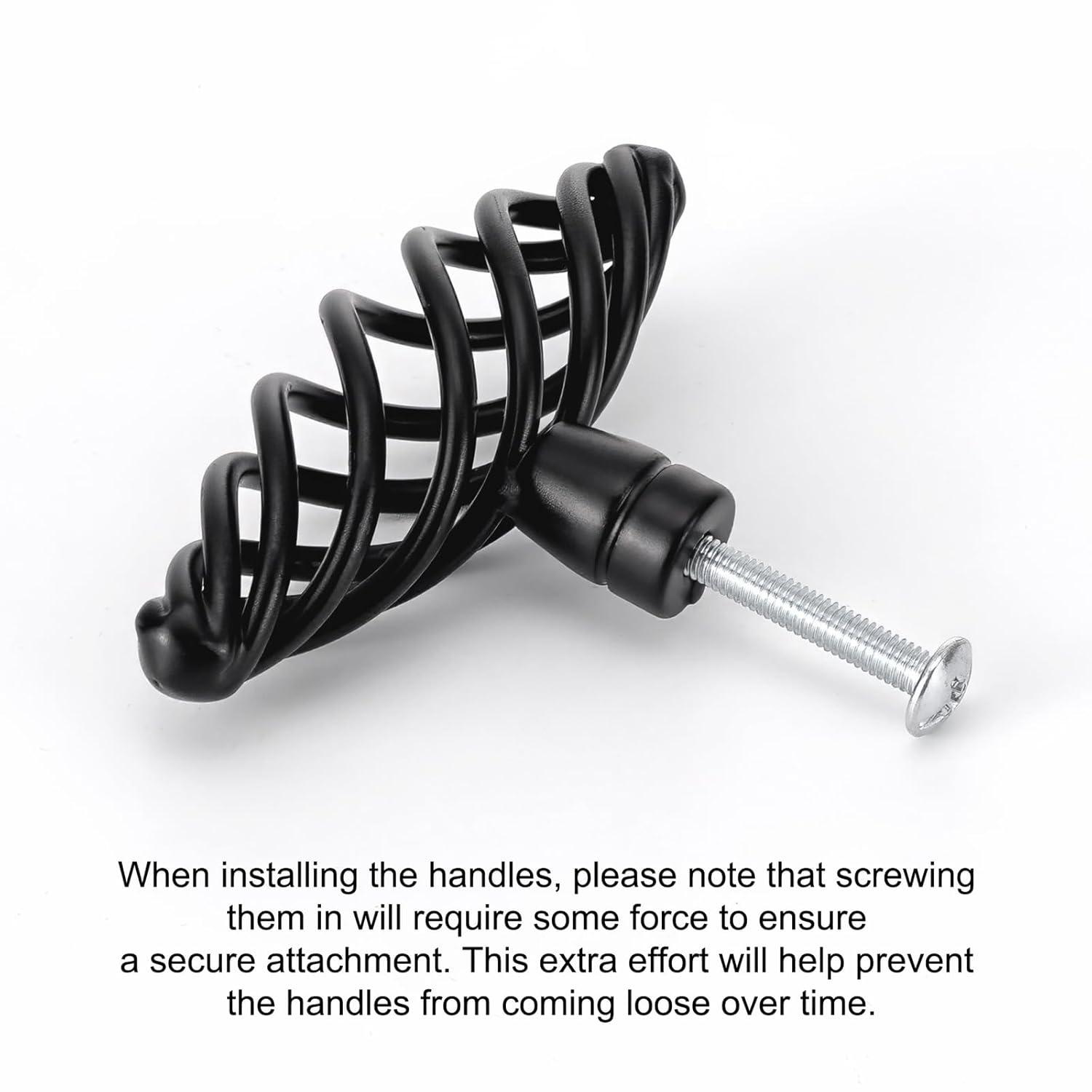 6 Pack Muted Black Birdcage Nest Twist Cabinet Wardrobe Door Handle Drawer Cupboard Kitchen Dresser Pull Single Hole